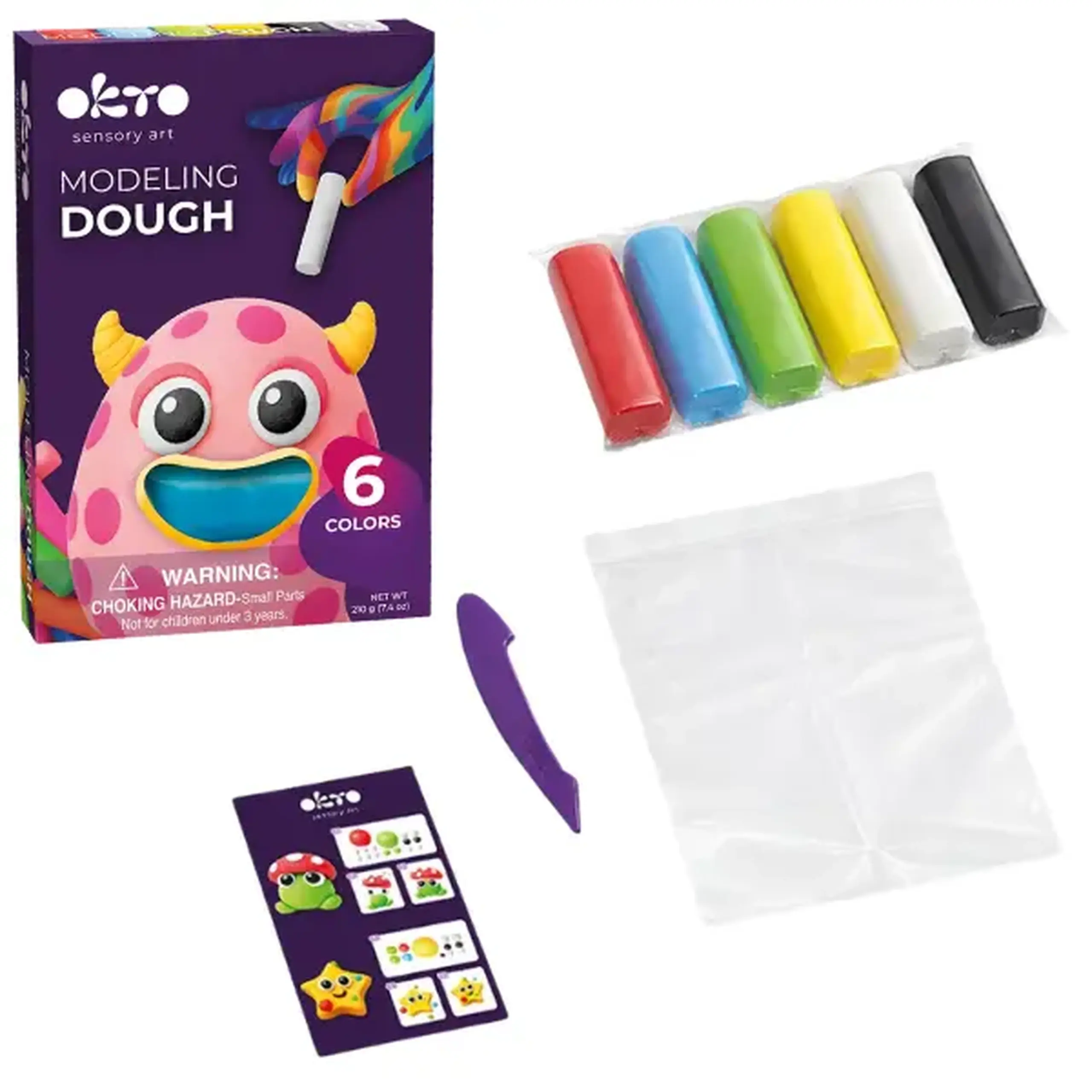Set creativ cu plastilină aerată Air Clay OKTO, 6 buc × 6 g