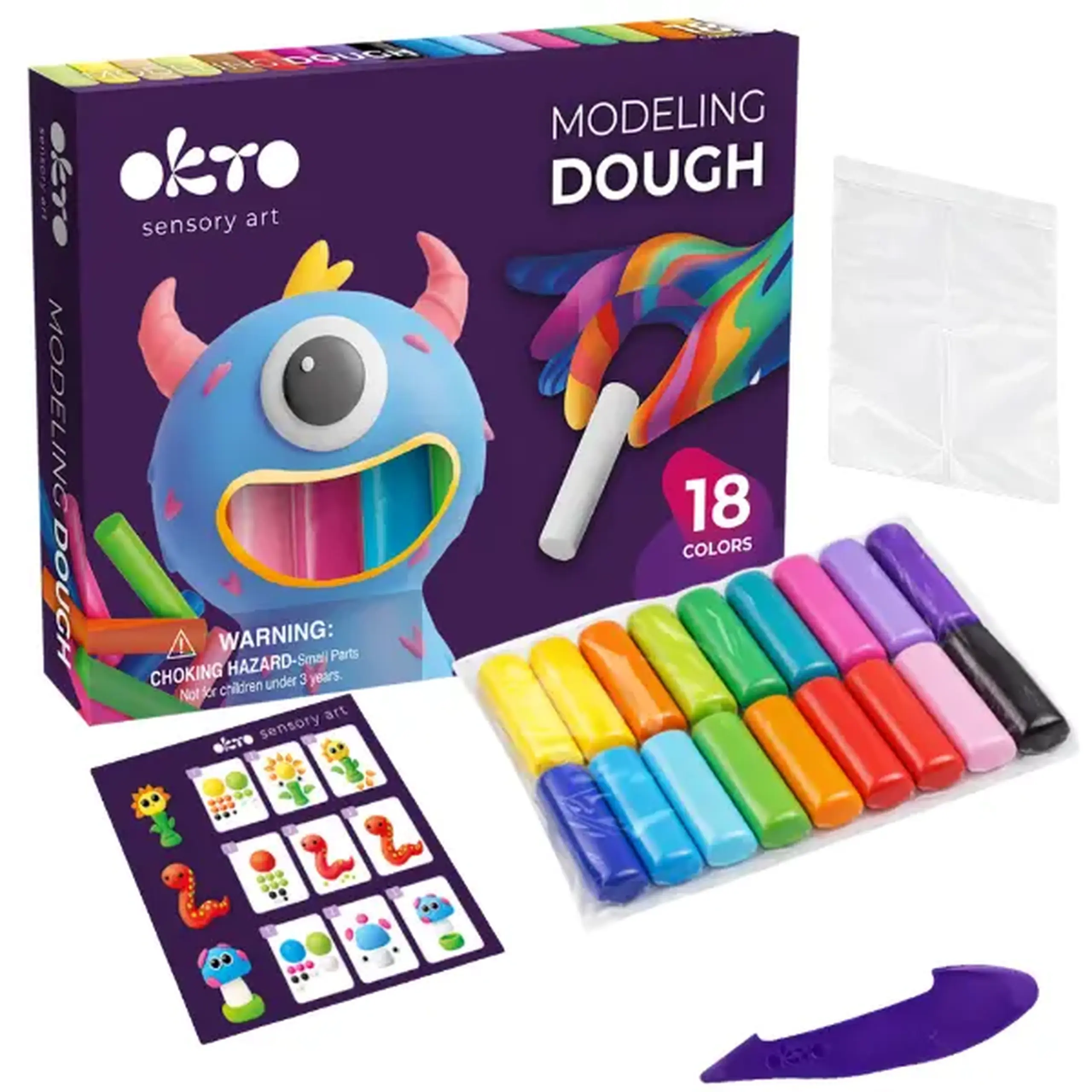 Set creativ cu plastilină aerată Air Clay OKTO, 18 buc × 6 g