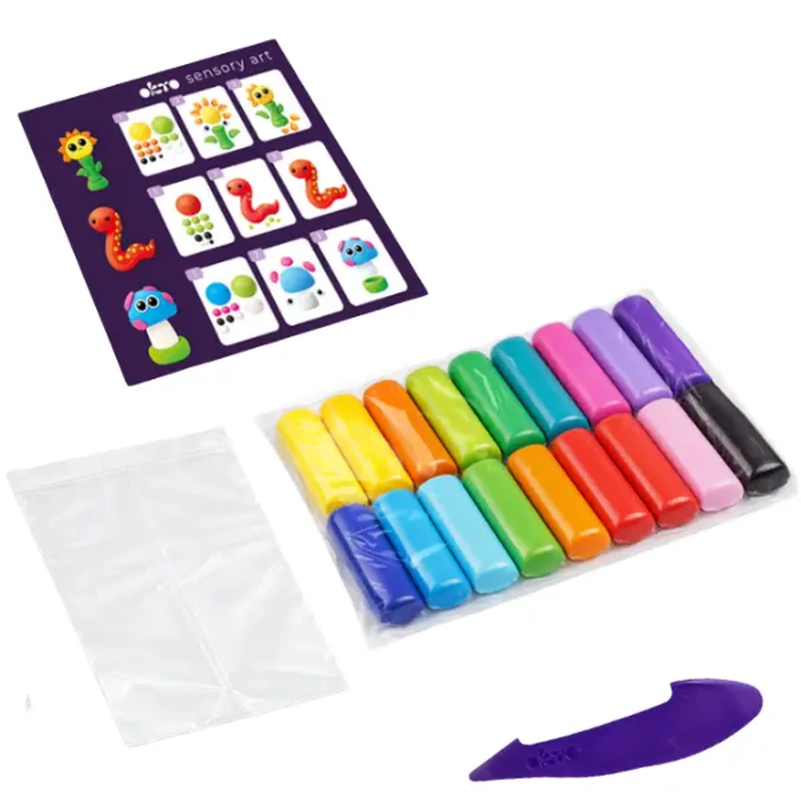 Set creativ cu plastilină aerată Air Clay OKTO, 18 buc × 6 g