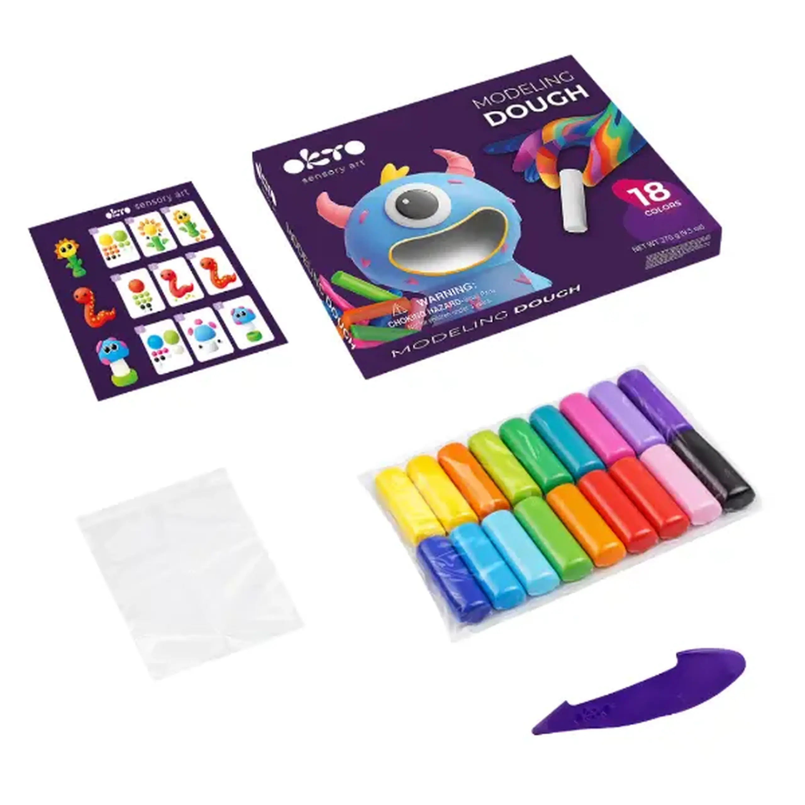 Set creativ cu plastilină aerată Air Clay OKTO, 18 buc × 6 g