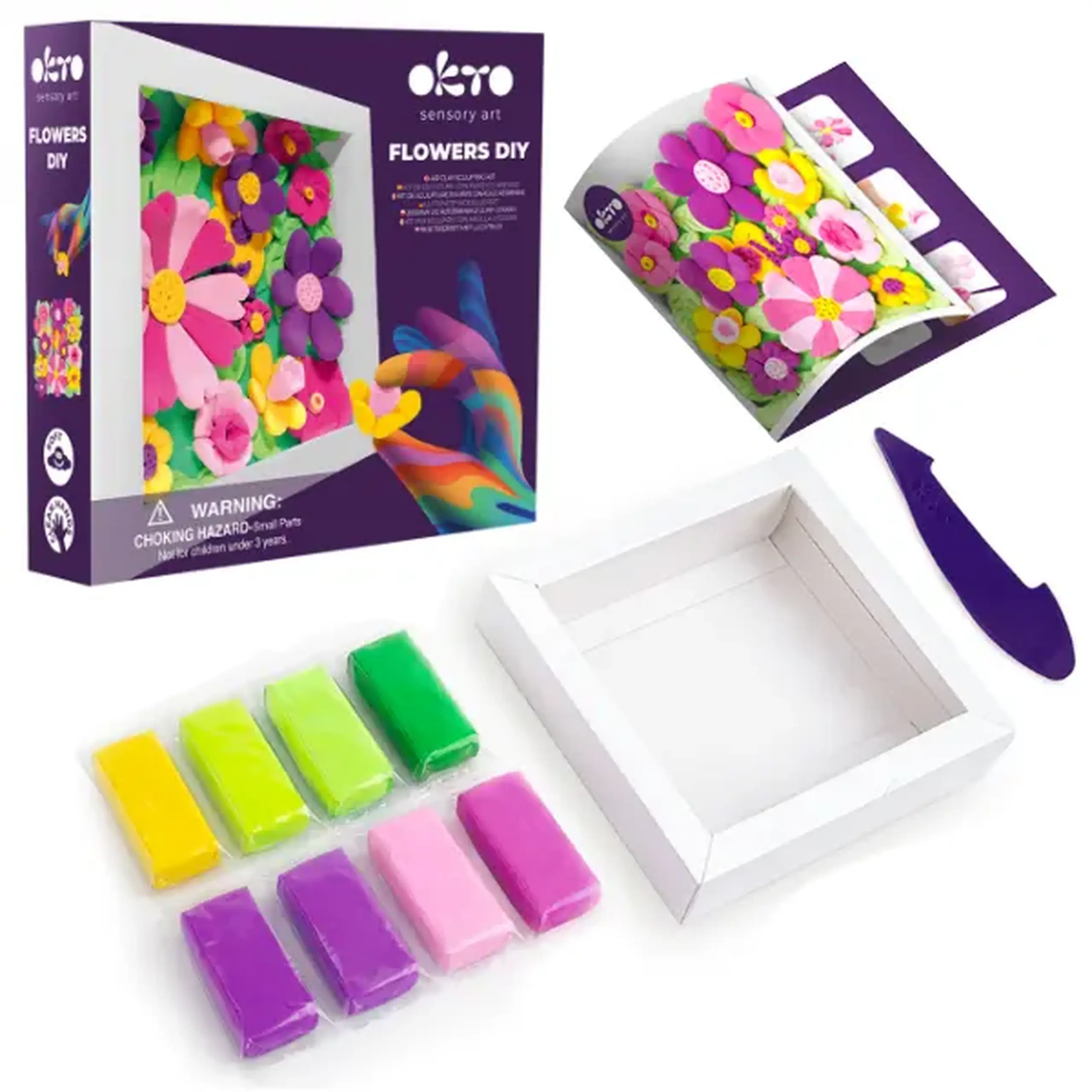 Tablou 3D pe numere din plastilină aerată Air Clay 15×15 cm – Grădină cu flori