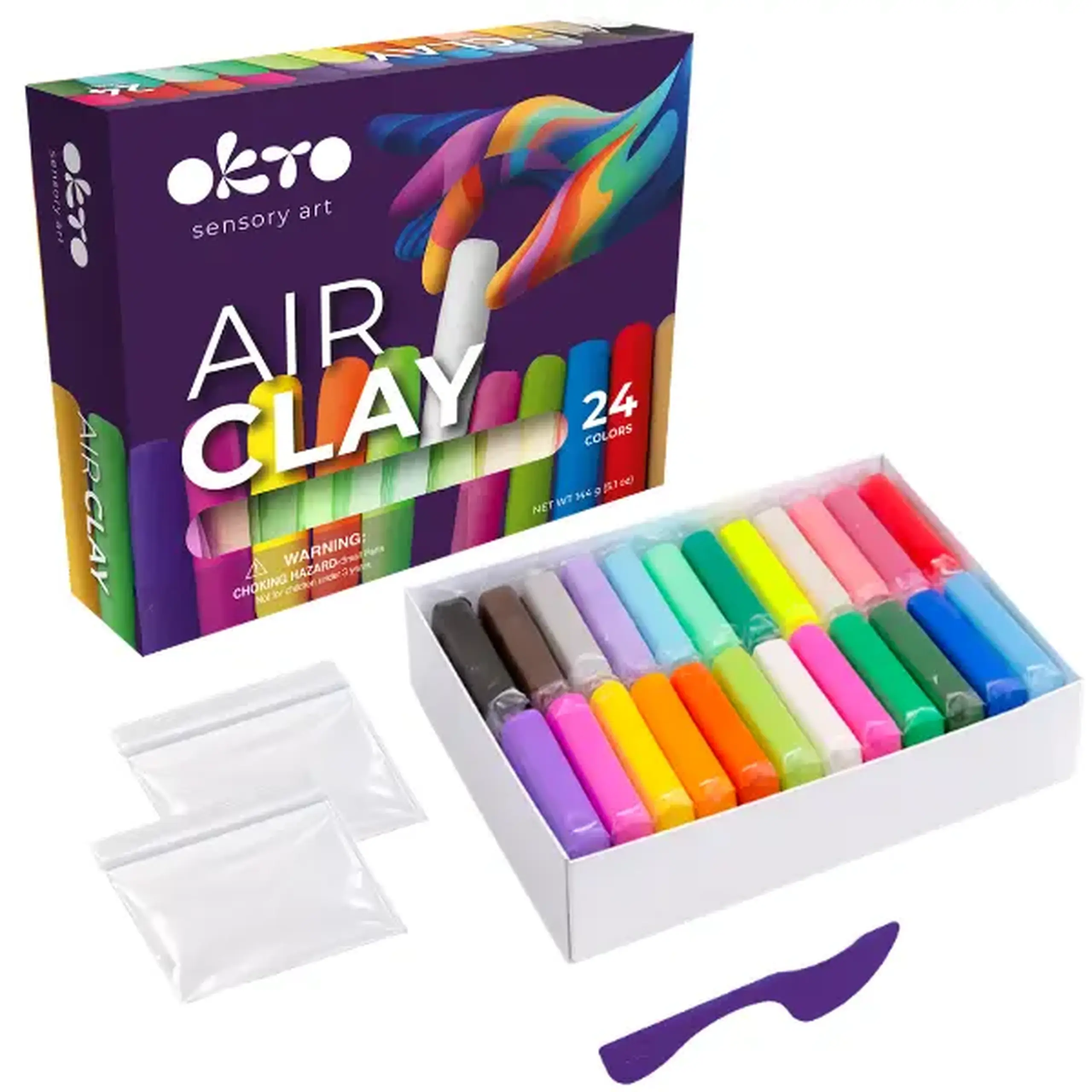 Set creativ cu plastilină aerată Air Clay OKTO, 24 buc × 6 g