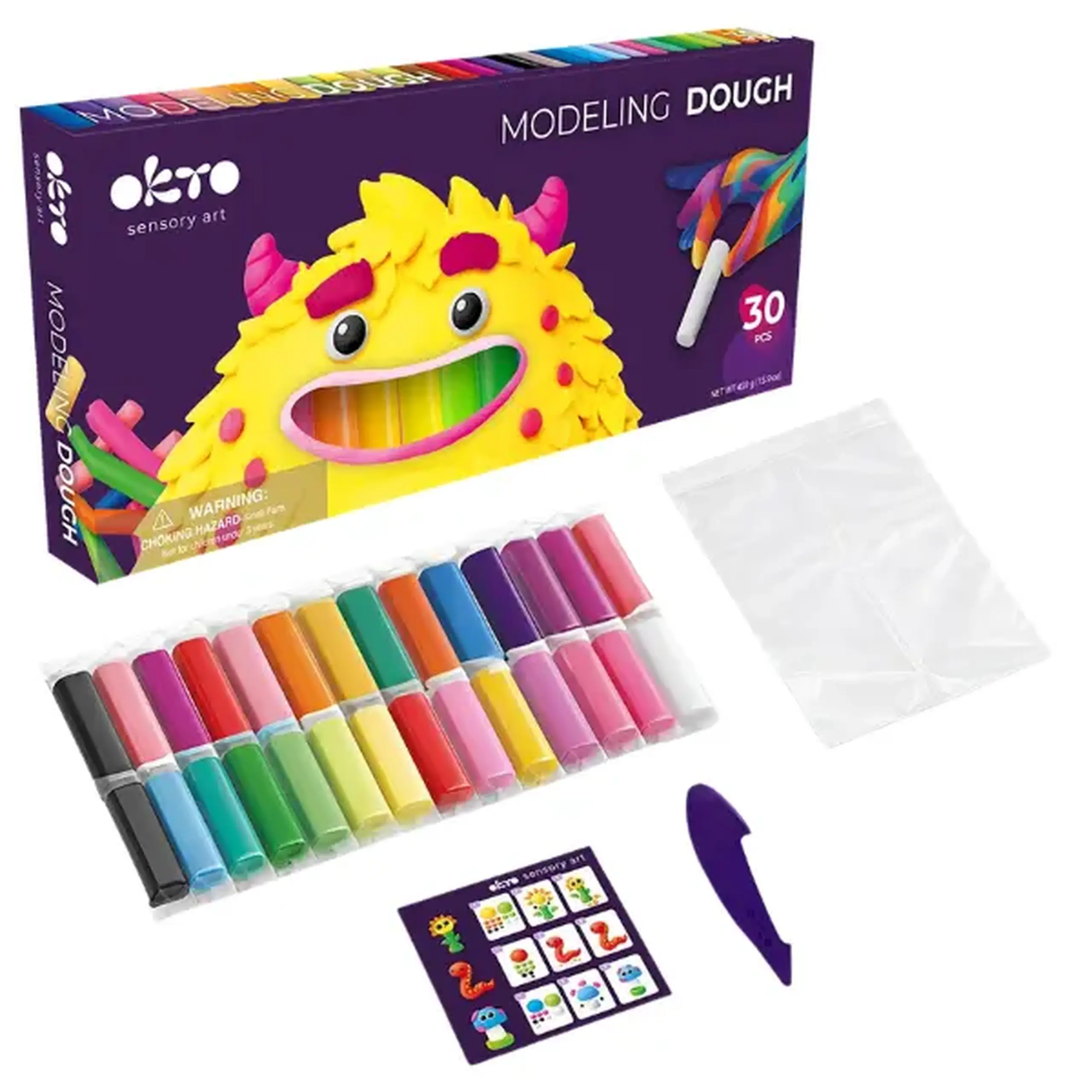 Set creativ cu plastilină aerată Air Clay OKTO, 30 buc × 6 g