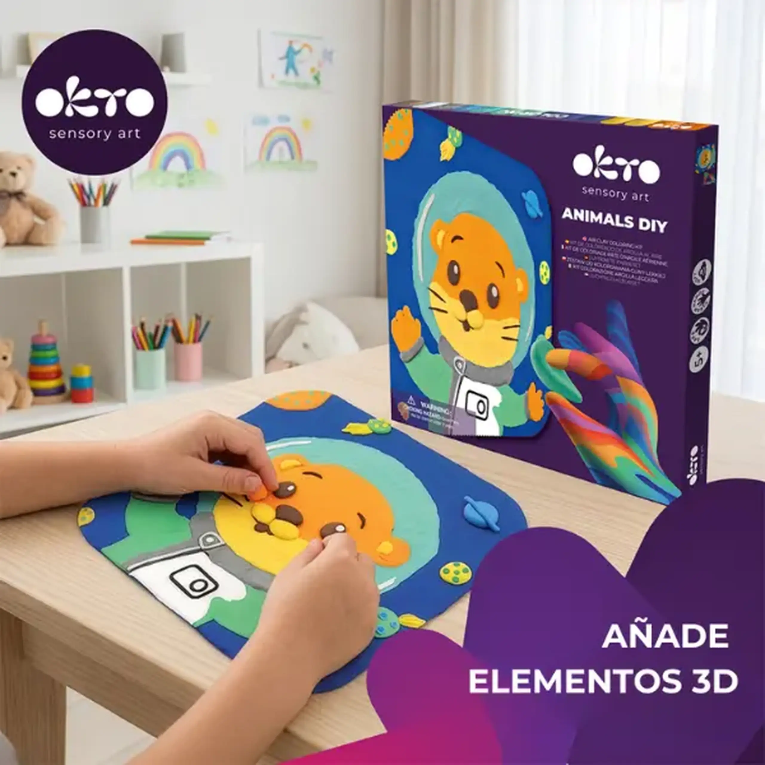 Tablou 3D pe numere din plastilină aerată Air Clay 24×24 cm – Vidră