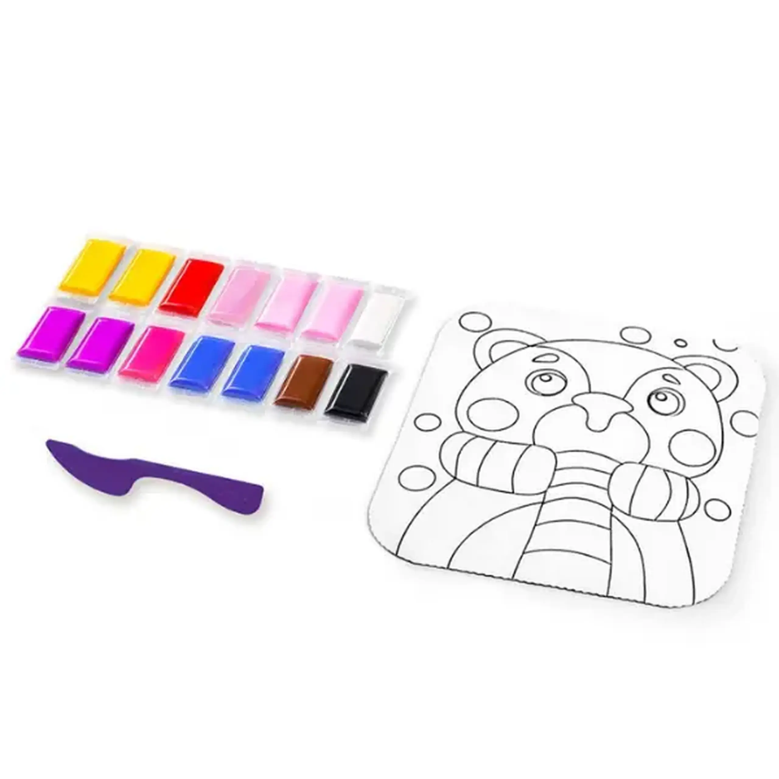 Tablou 3D pe numere din plastilină aerată Air Clay 24×24 cm – Ursuleț