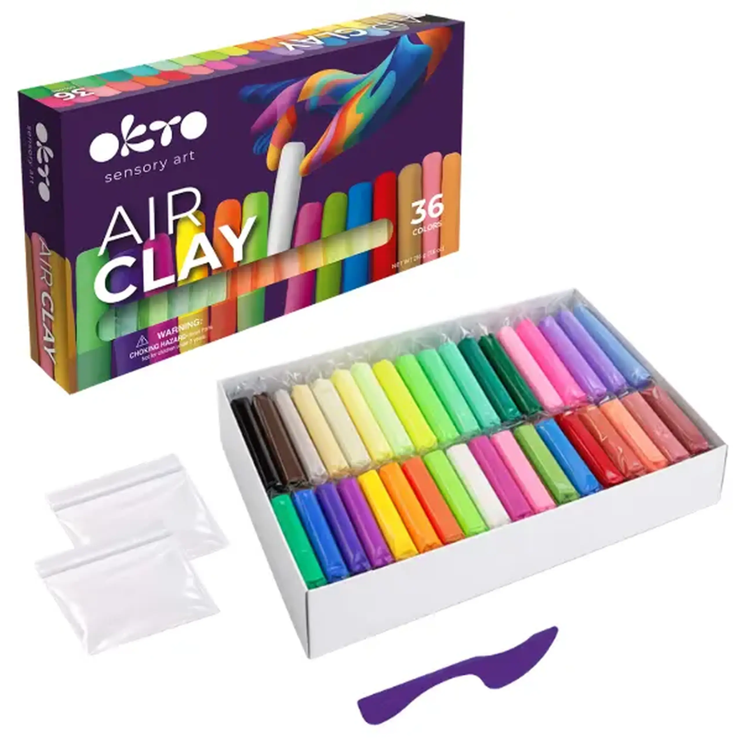 Set creativ cu plastilină aerată Air Clay OKTO, 36 buc × 6 g