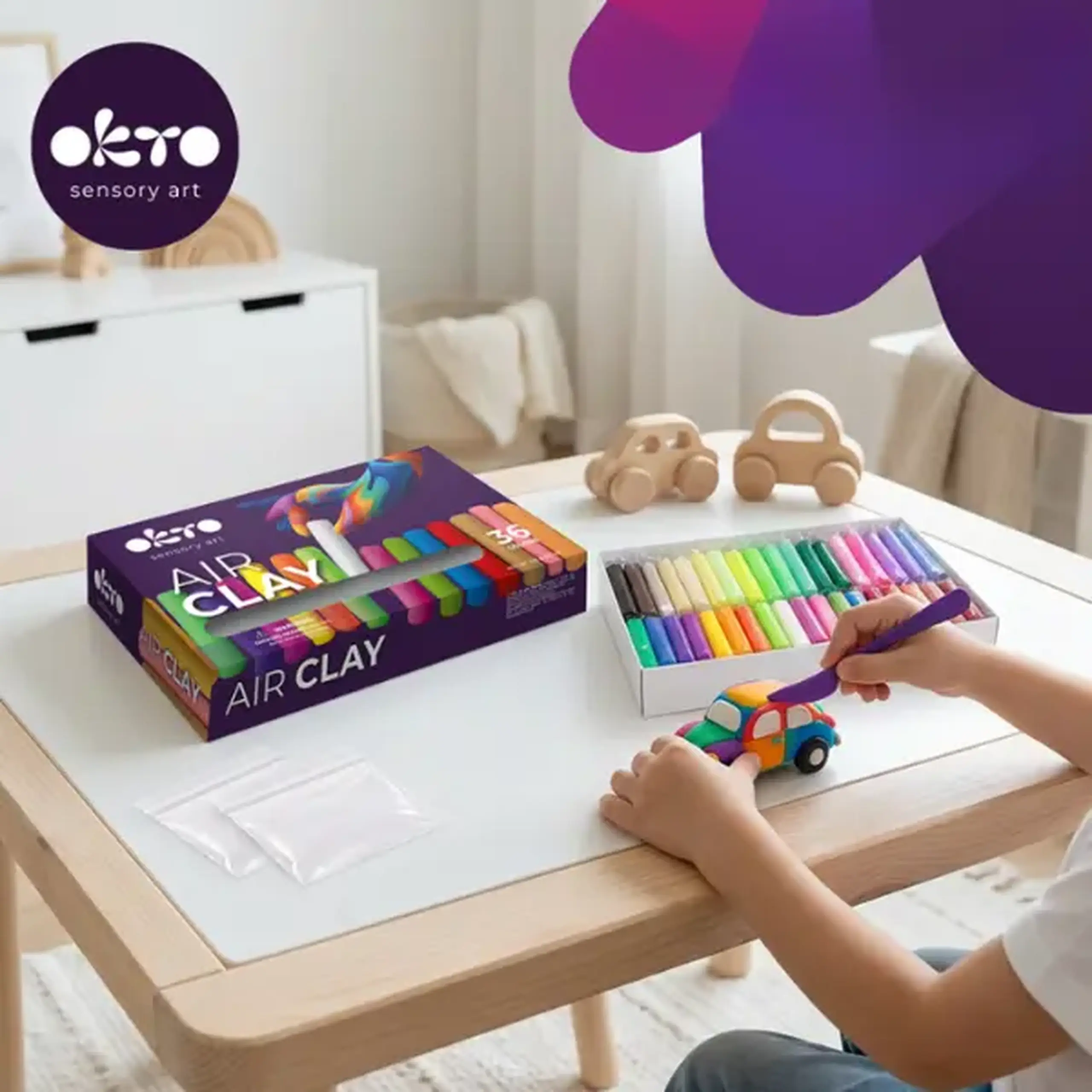 Set creativ cu plastilină aerată Air Clay OKTO, 36 buc × 6 g