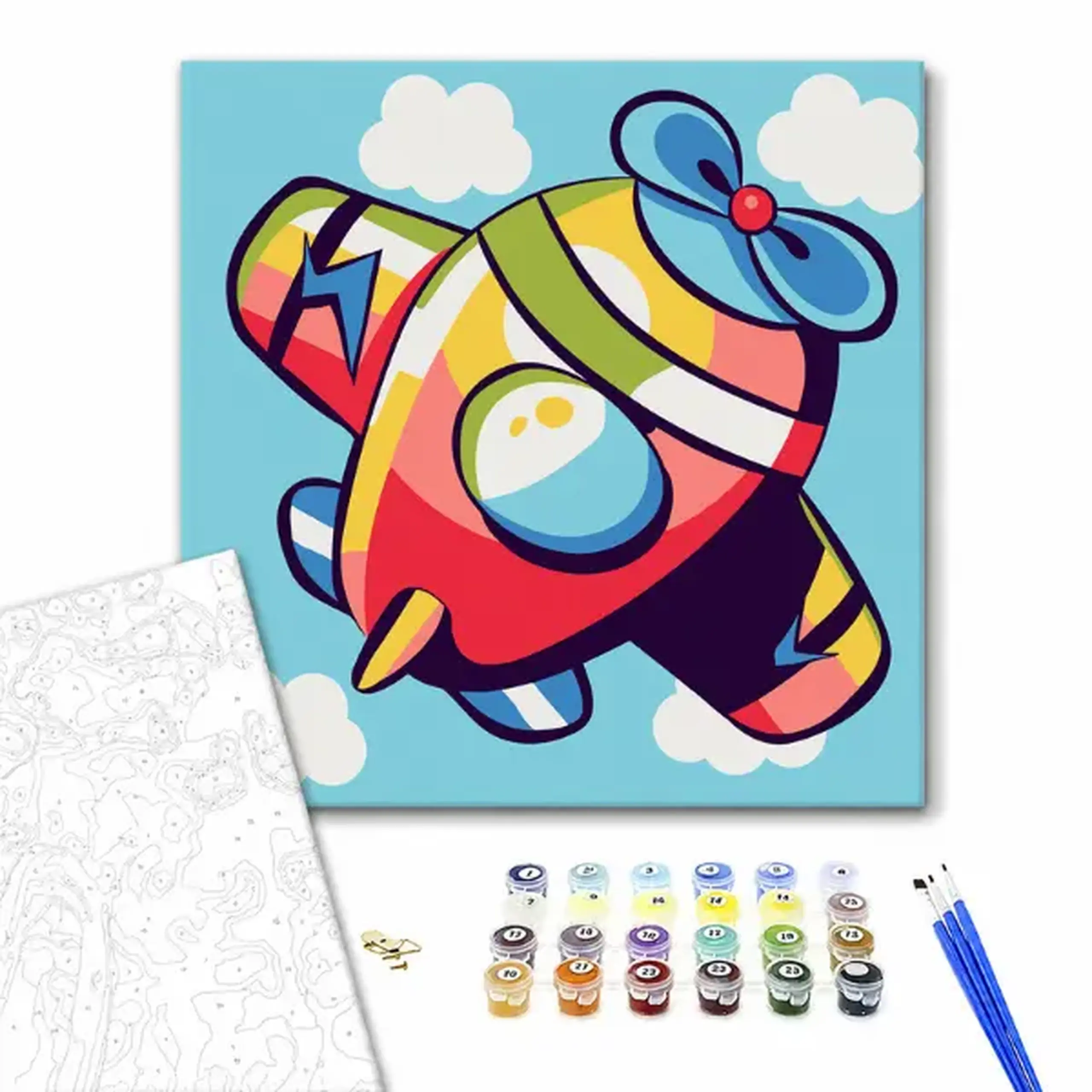 Pictură pe numere 20*20 сm (fără cutie) – Elicopter colorat