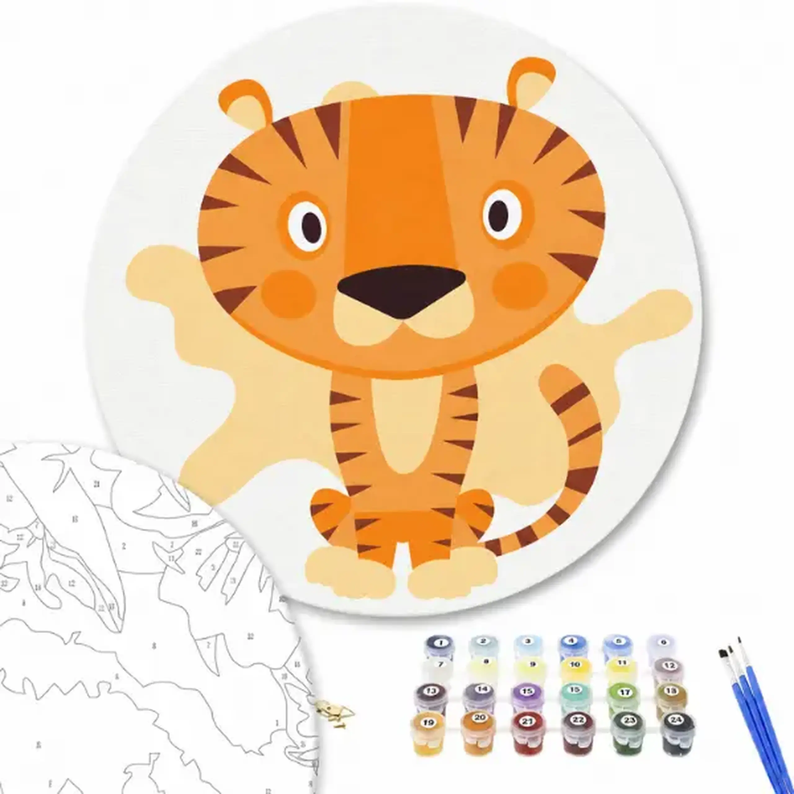 Pictură pe numere D20 сm (fără cutie) – Micul pui de tigru