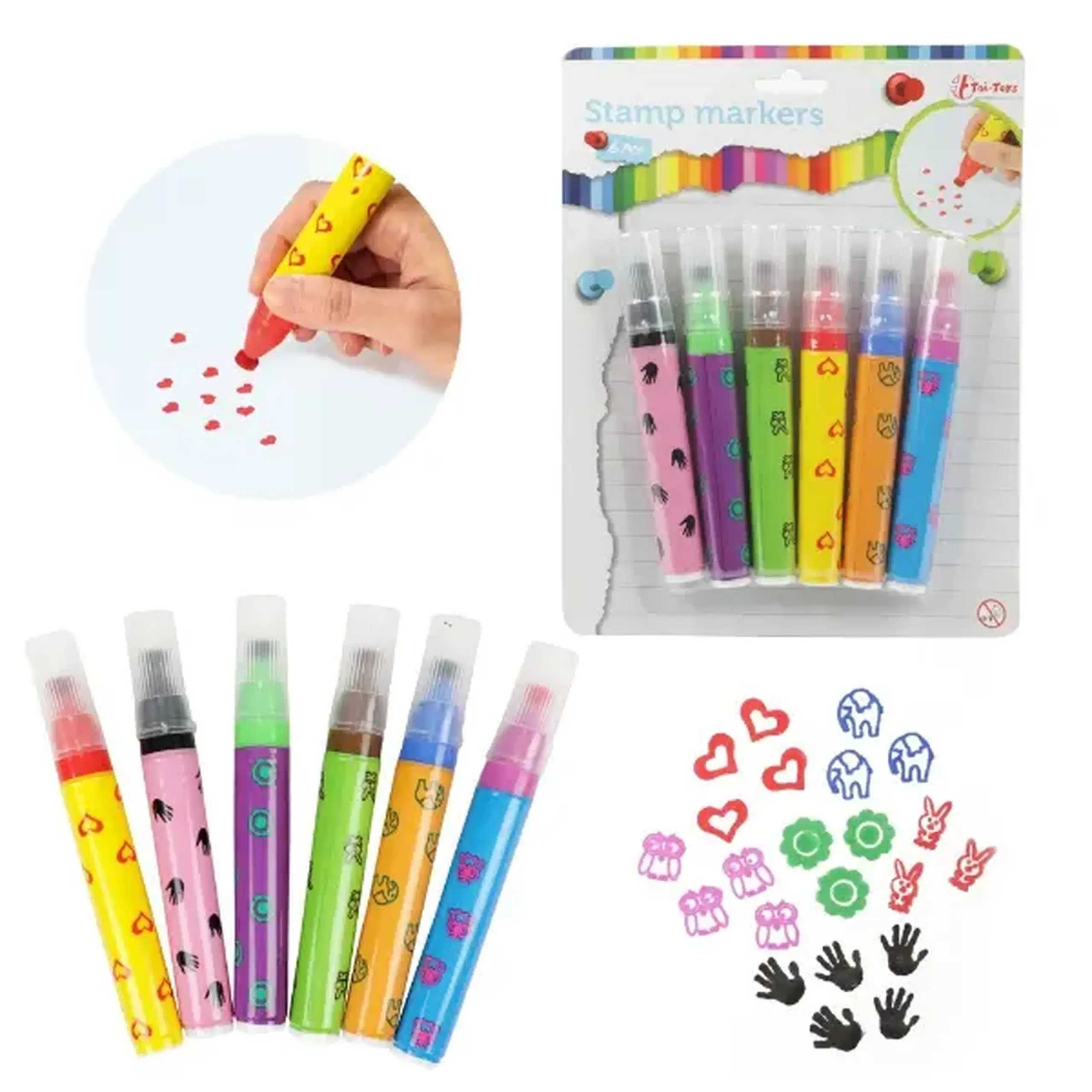 Set markere cu ștampile Toi-Toys, 6 buc.