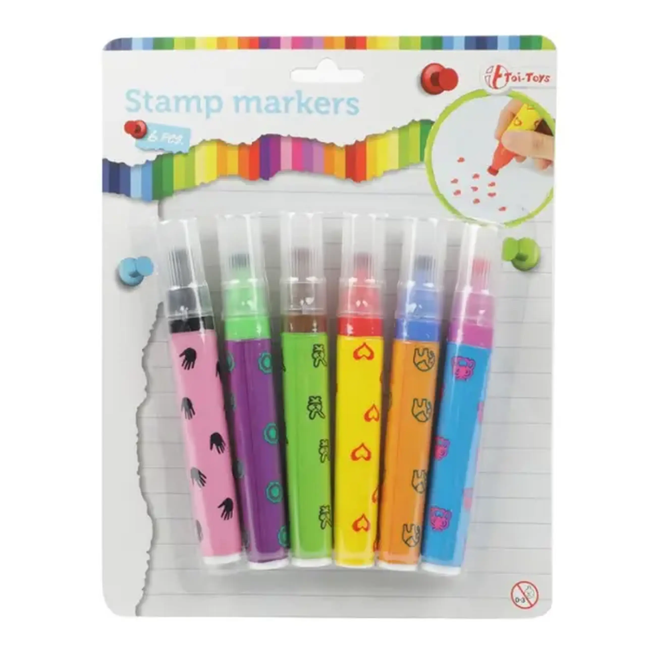 Set markere cu ștampile Toi-Toys, 6 buc.