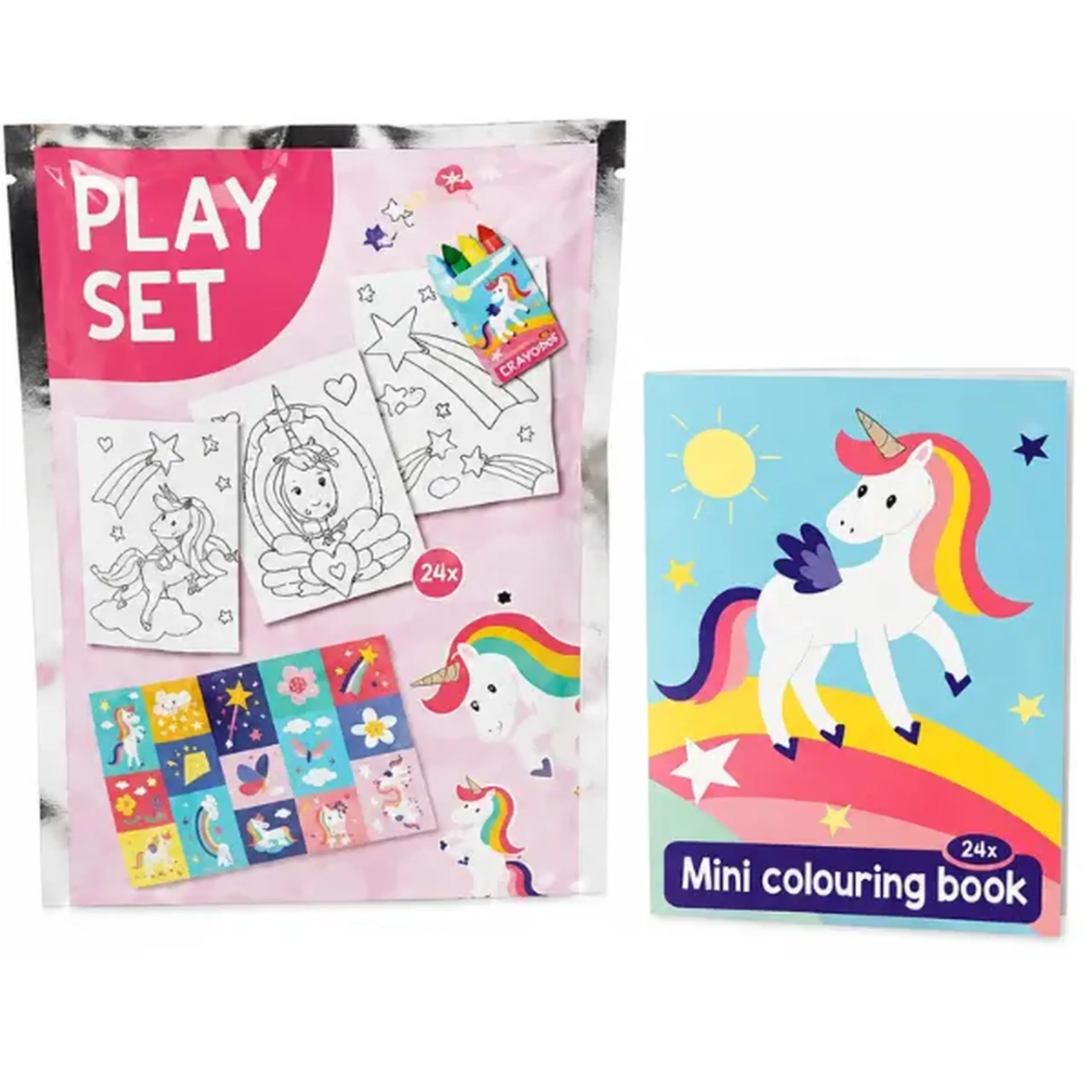 Set creativ "Unicorni" cu carte de colorat, stickere și creioane cerate