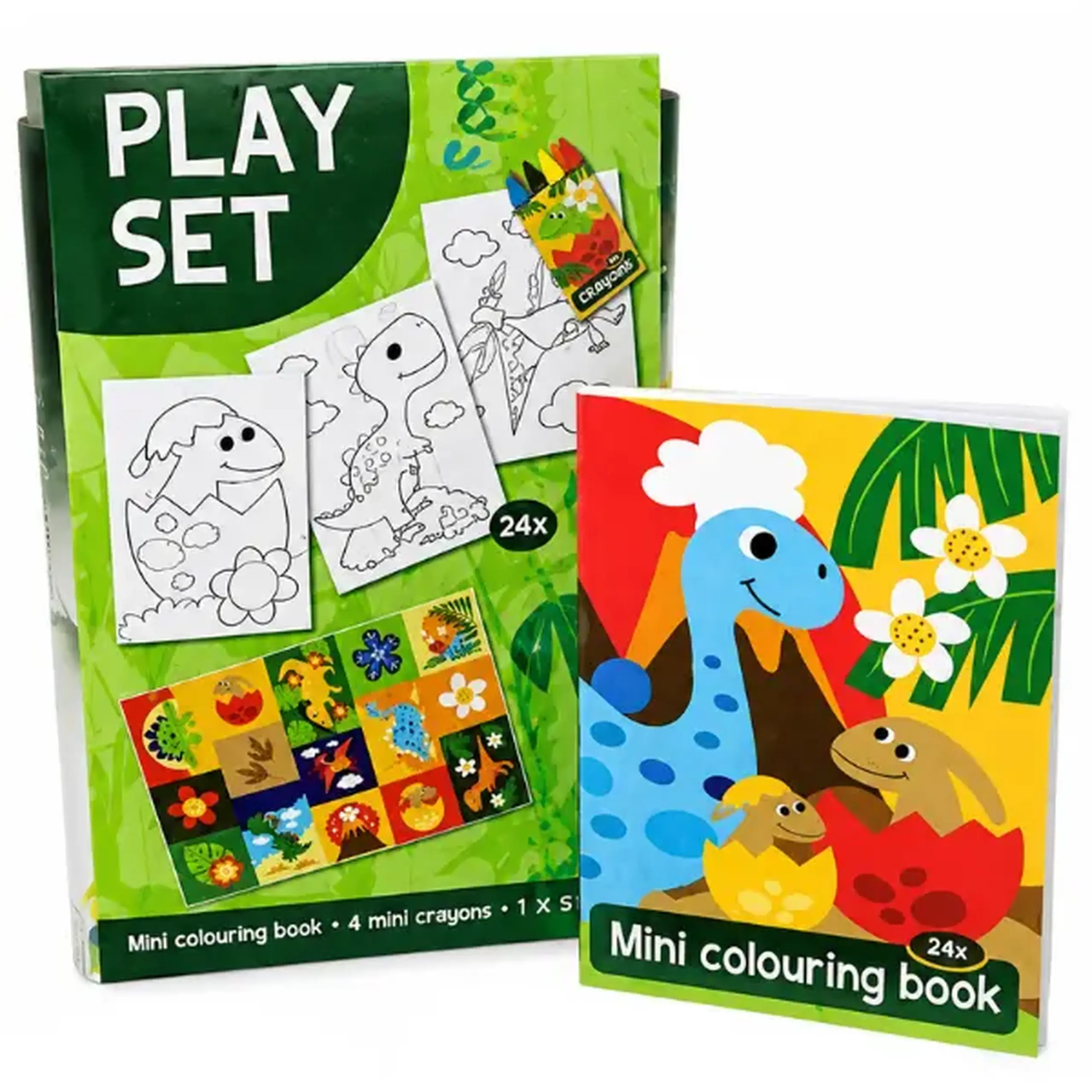 Set creativ "Dinozauri" cu carte de colorat, stickere și creioane cerate