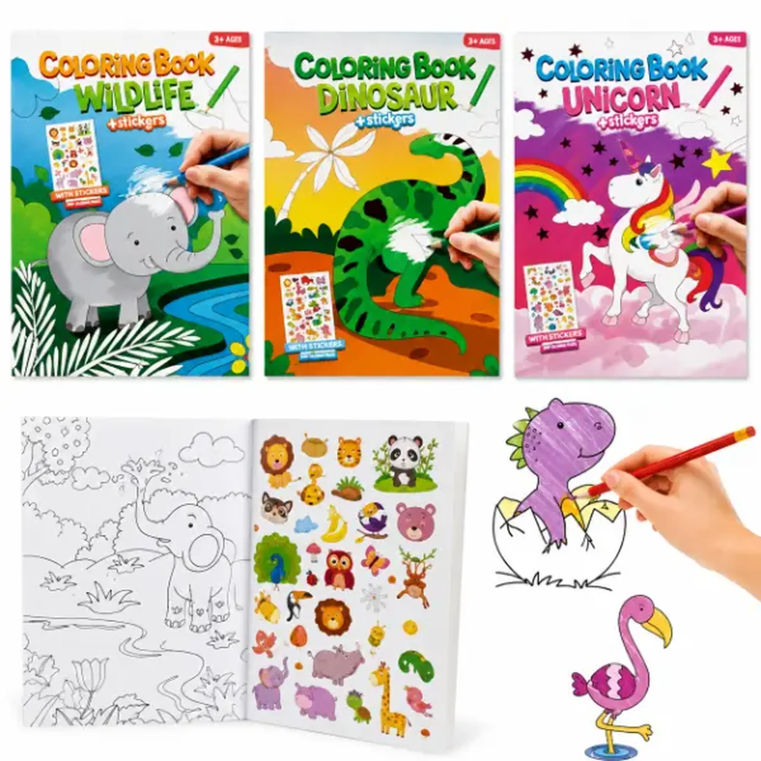Carte de colorat cu stickere, 3 modele