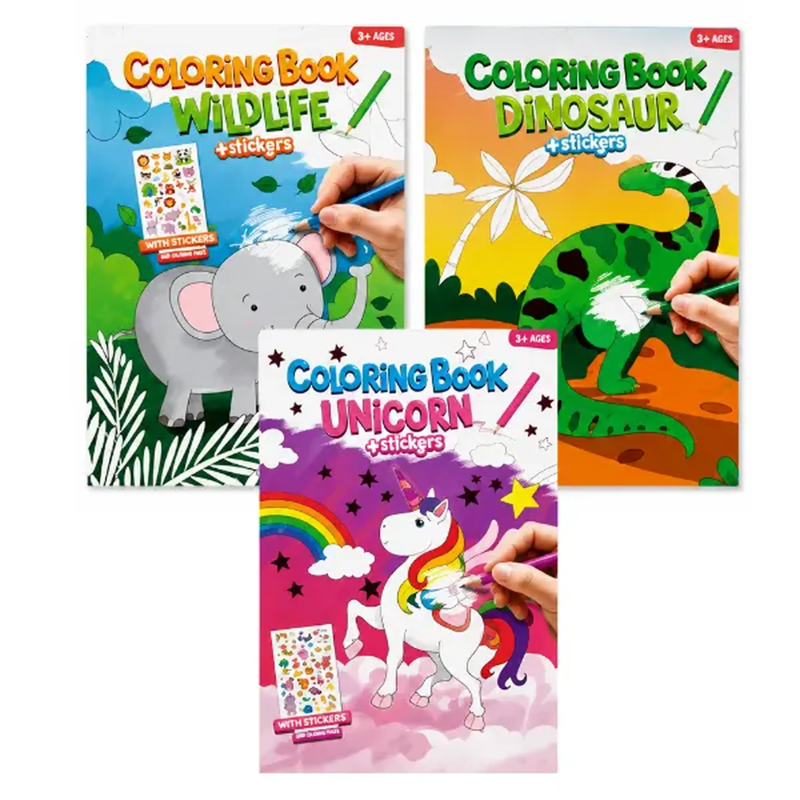 Carte de colorat cu stickere, 3 modele