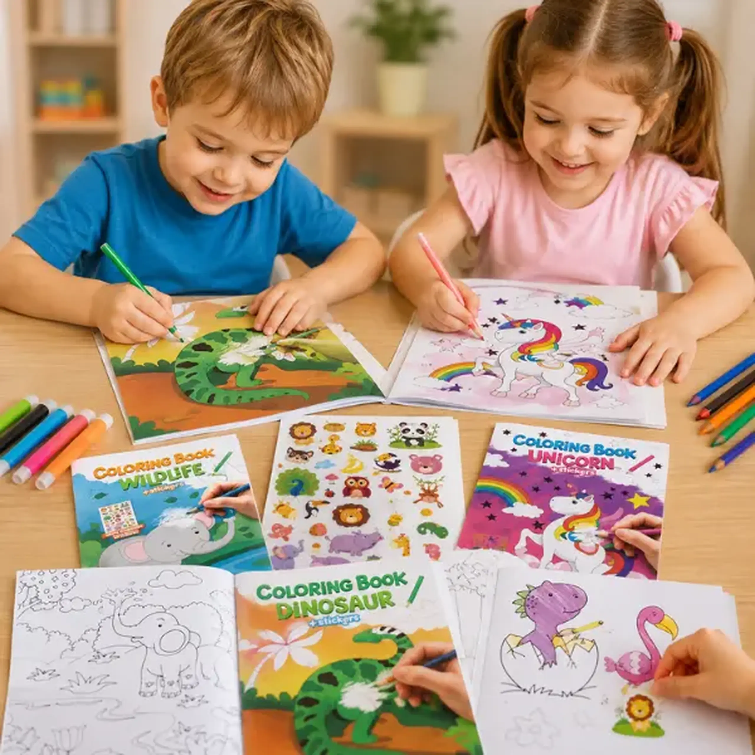 Carte de colorat cu stickere, 3 modele
