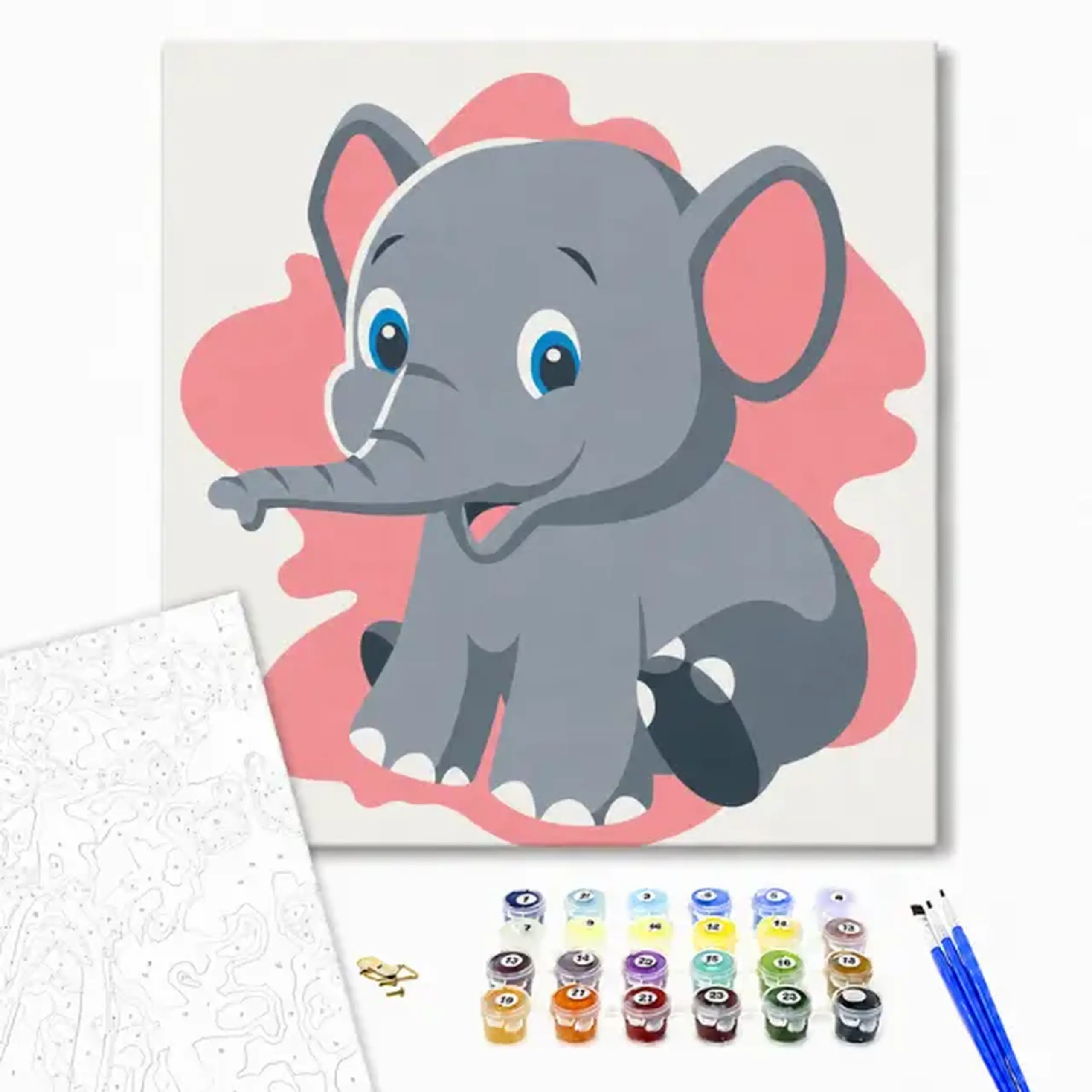 Pictură pe numere 20*20 сm (fără cutie) – Elefănțel blând