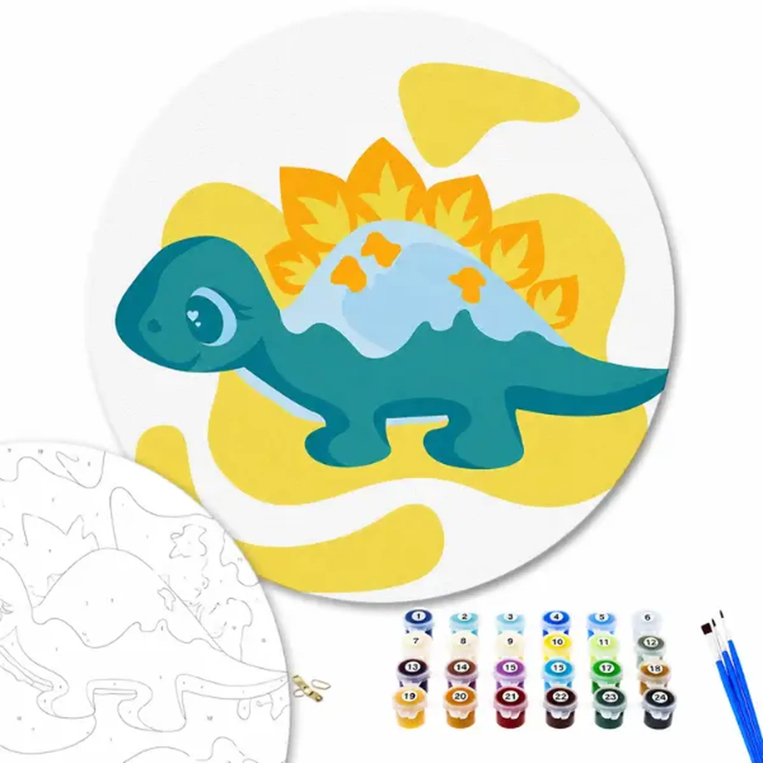 Pictură pe numere D20 сm (fără cutie) – Dinozaur prietenos