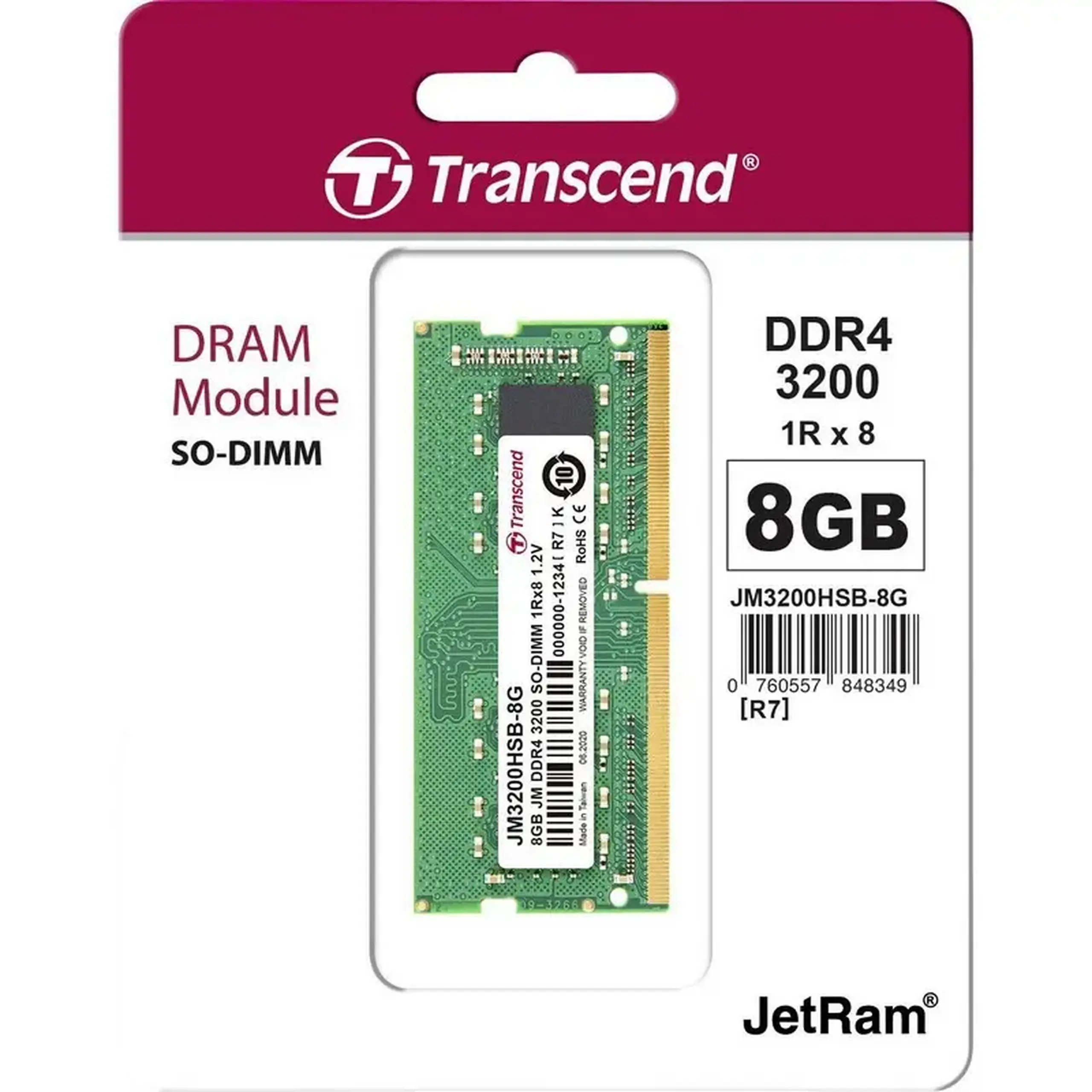 Memorie RAM Transcend JM3200HSB-8G, DDR4 SDRAM, 3200 MHz, 8GB