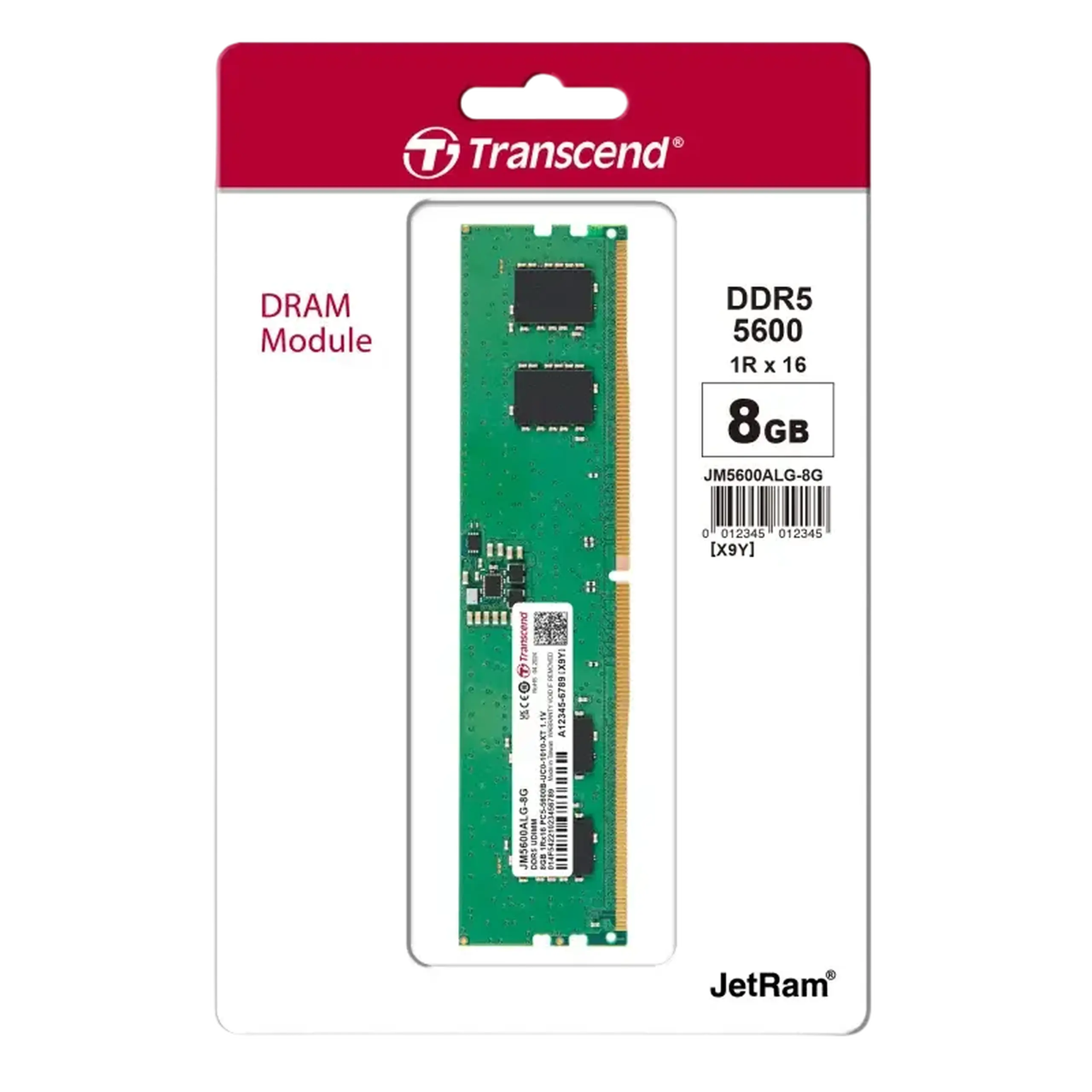 Memorie RAM Transcend JetRam, DDR5 SDRAM, 5600 MHz, 8GB, JM5600ALG-8G