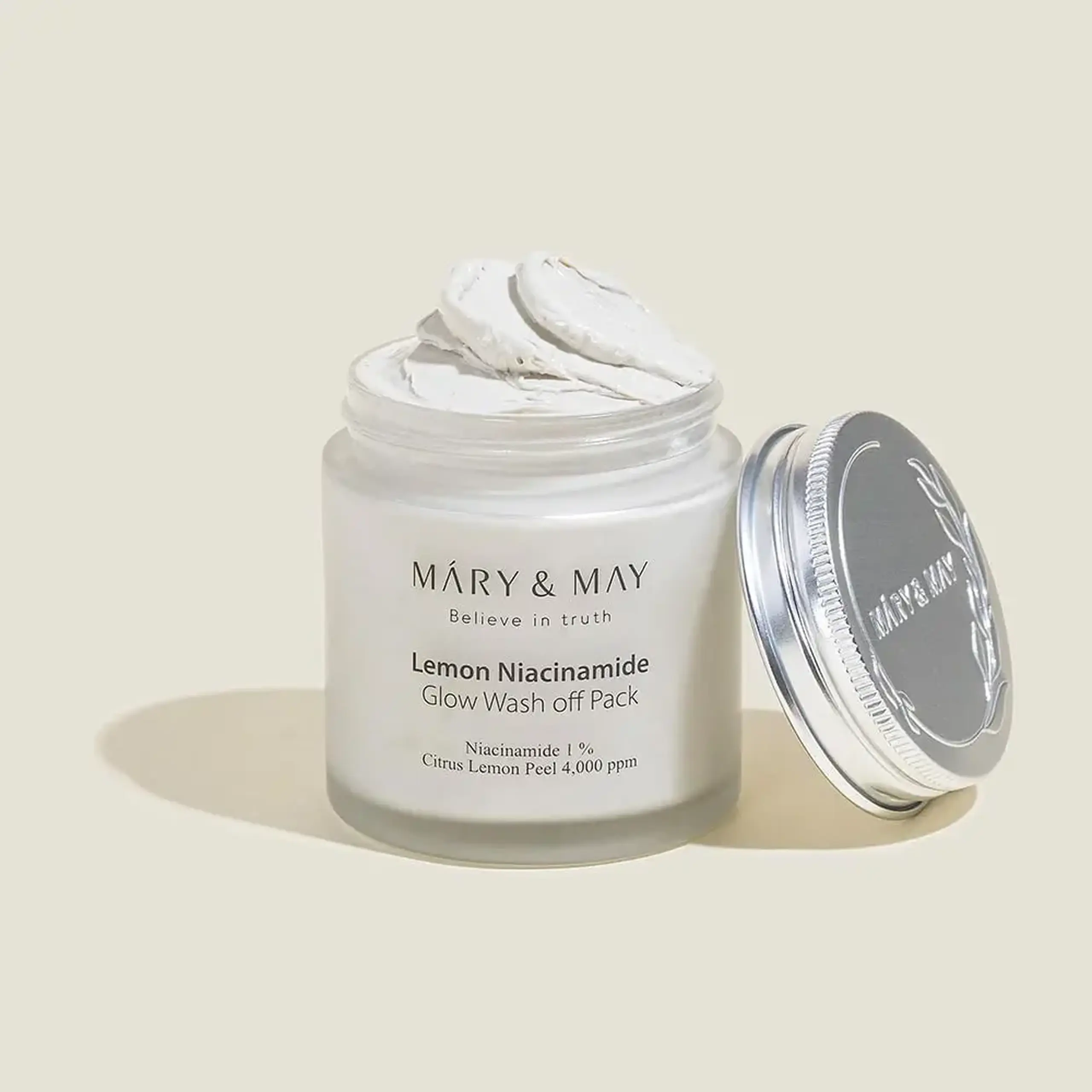 Mască de argilă pentru luminozitate cu niacinamidă și coajă de lămâie Mary &amp; May Lemon Niacinamide Glow Wash Off Pack 125g