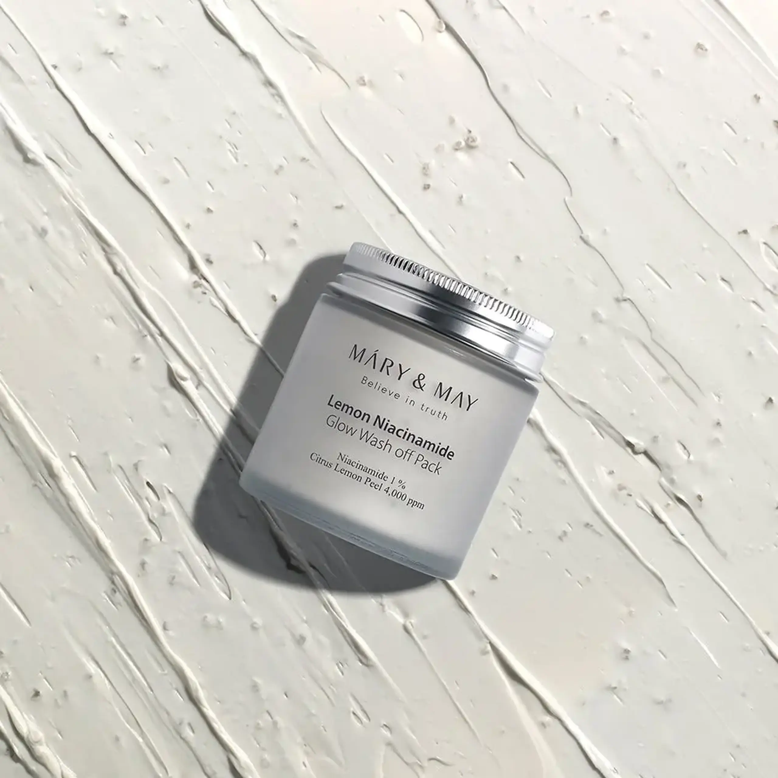 Mască de argilă pentru luminozitate cu niacinamidă și coajă de lămâie Mary &amp; May Lemon Niacinamide Glow Wash Off Pack 125g