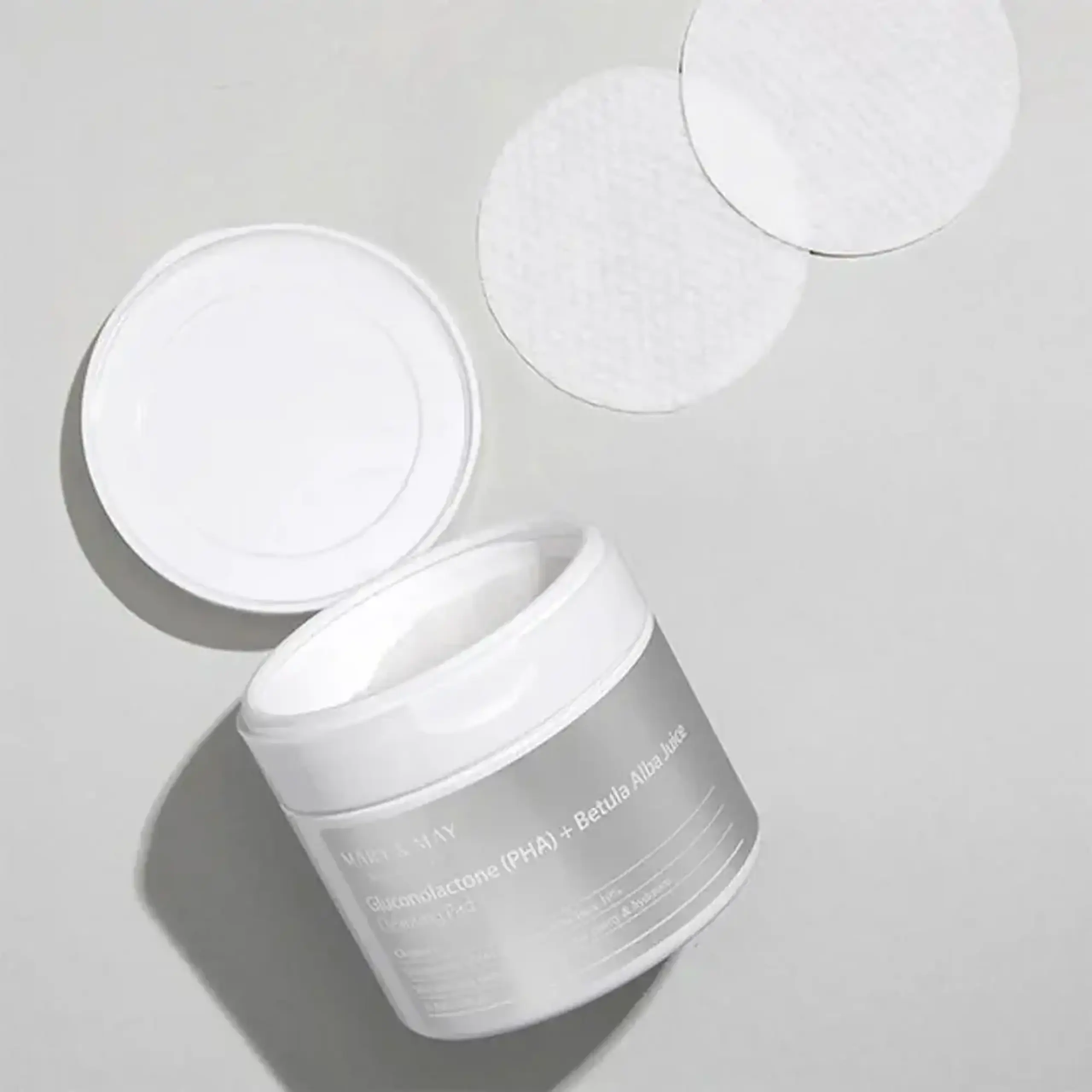 Discuri exfoliante cu 1% gluconolactonă Mary &amp; May Gluconolactone (PHA) + Betula Alba Juice Cleansing Pad 70buc