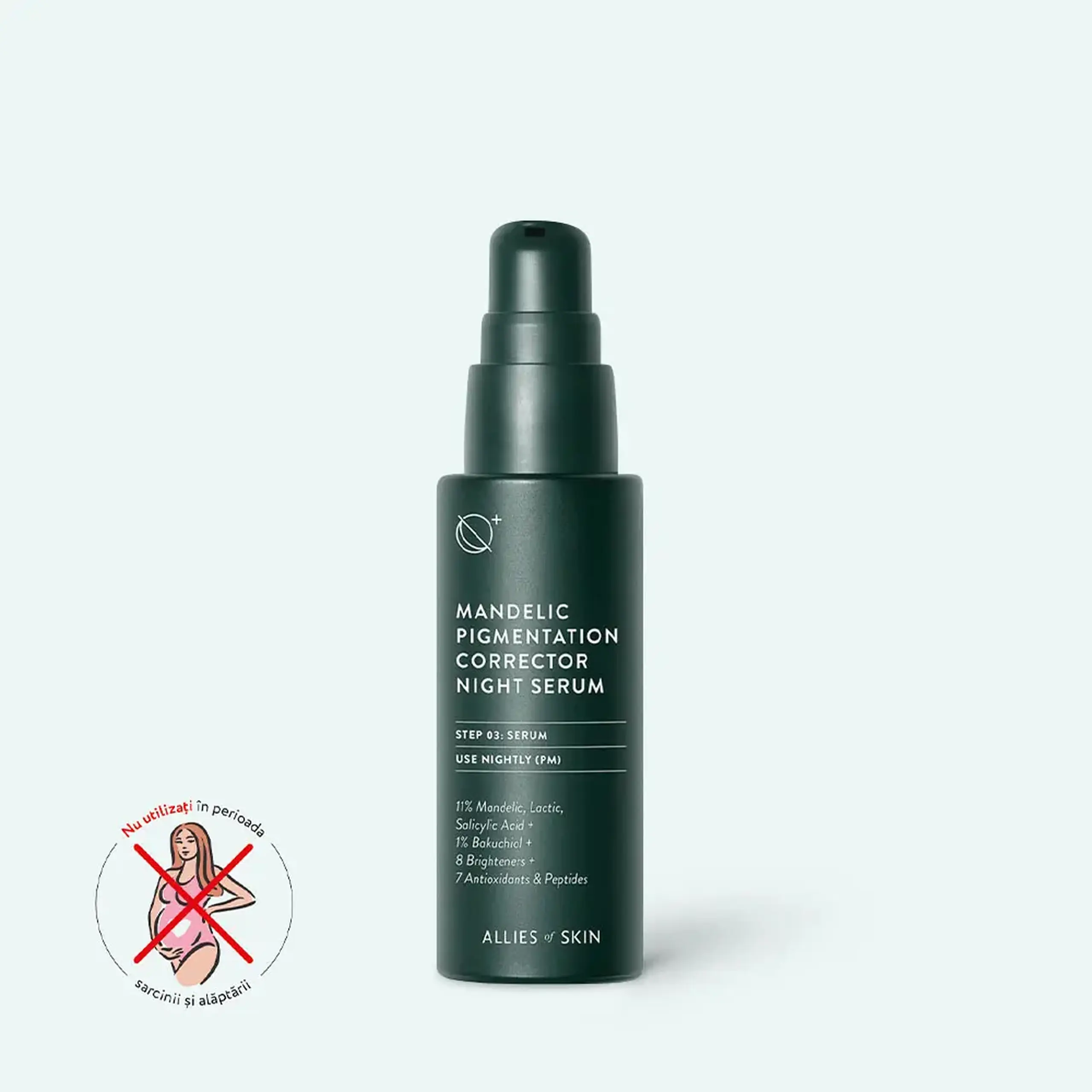 Ser de noapte pentru indepartarea petelor pigmentare cu Vitamina C şi Bakuchiol Allies of Skin Mandelic Pigmentation Corrector Night Serum 30ml