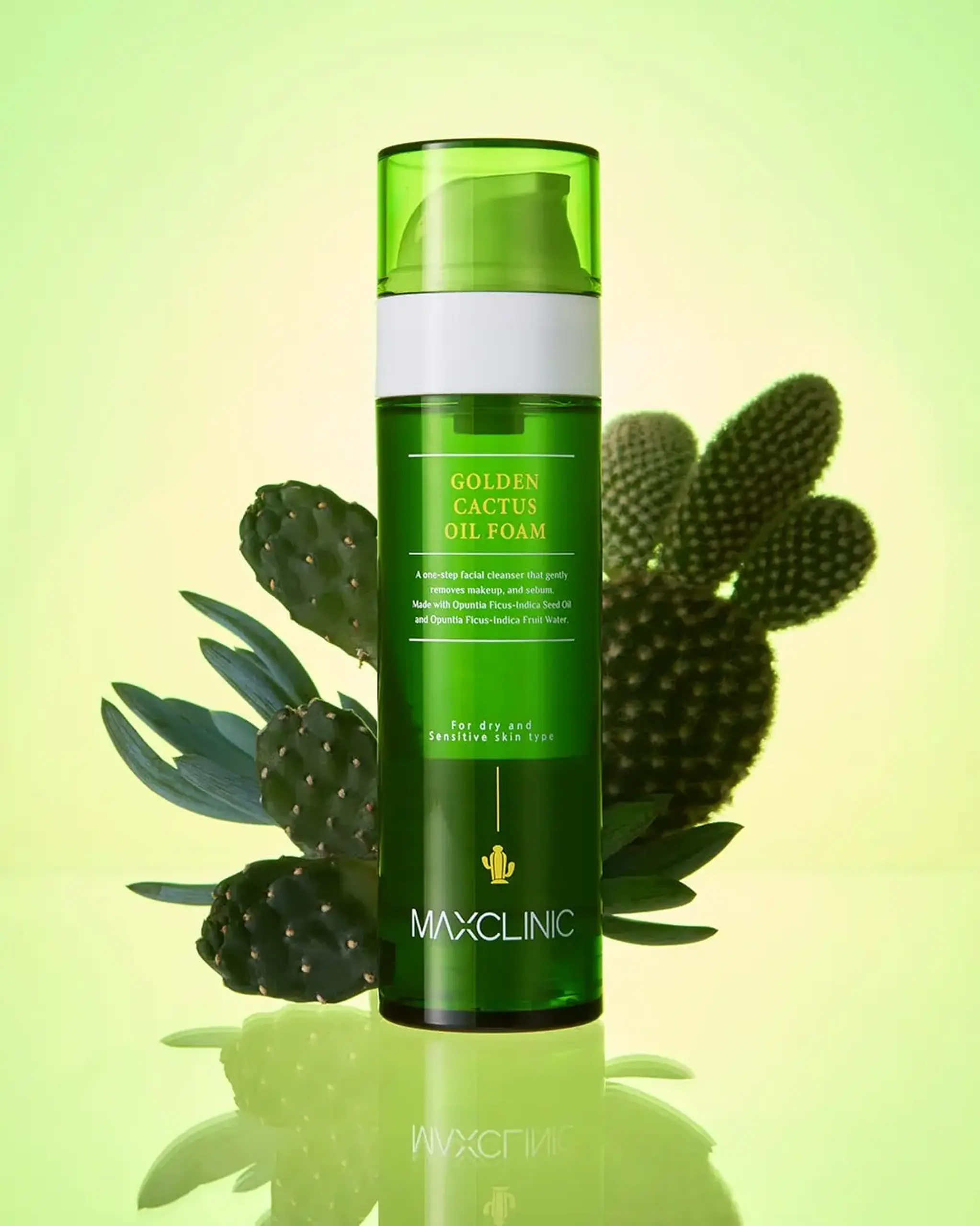 Produs multifuncțional 2 în 1 cu ulei din semințe de Opuntia Maxclinic Golden Cactus Oil Foam 110g