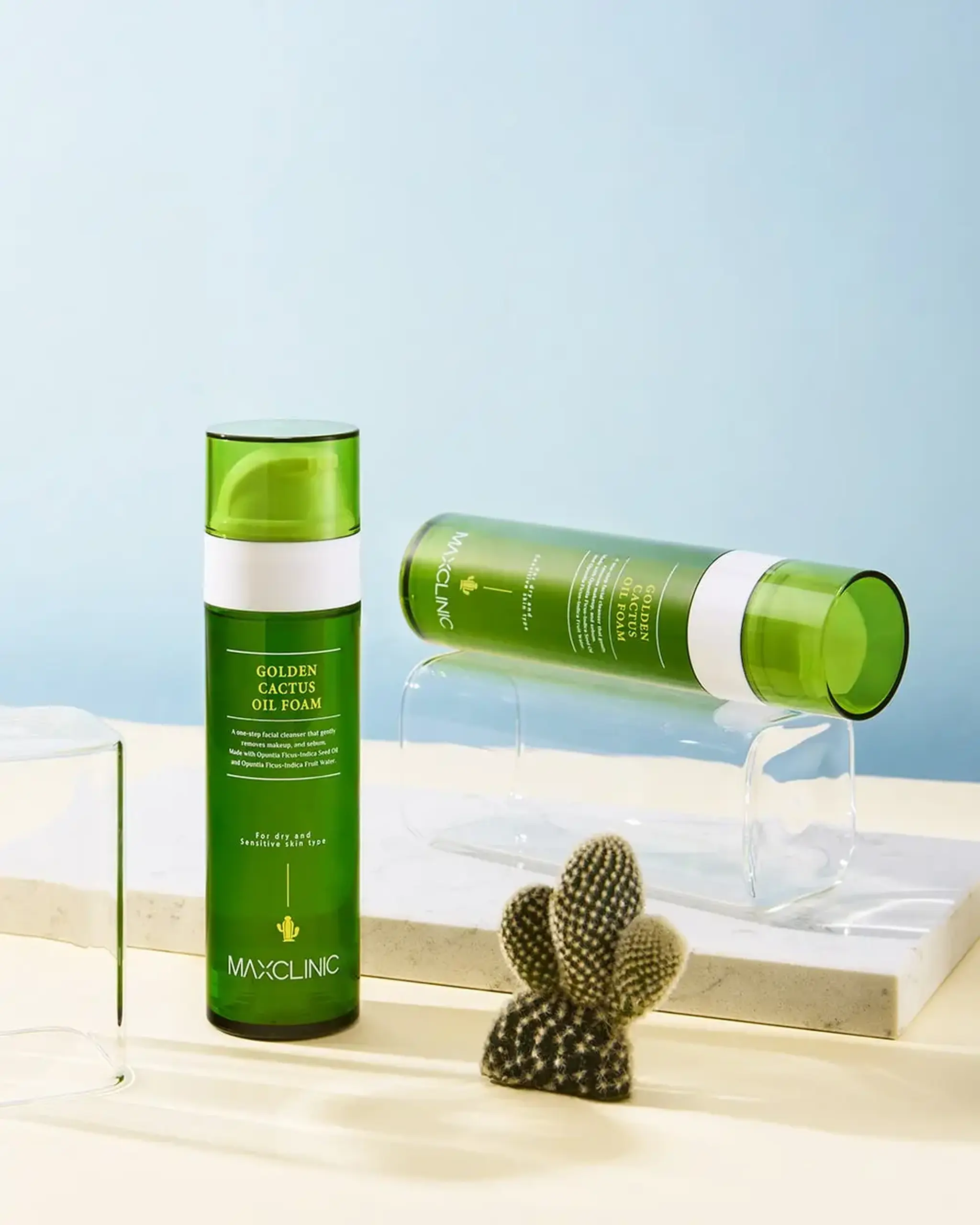 Produs multifuncțional 2 în 1 cu ulei din semințe de Opuntia Maxclinic Golden Cactus Oil Foam 110g