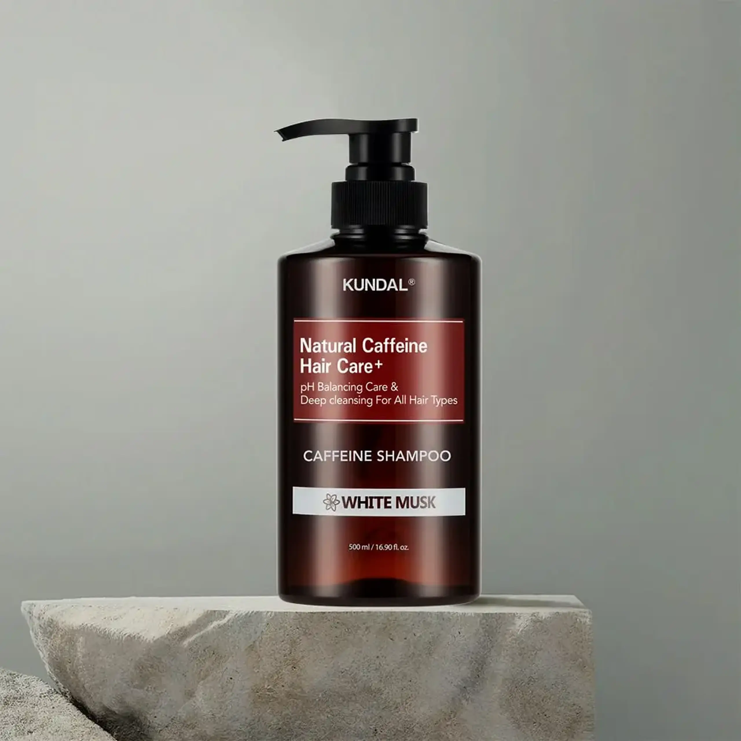 Şampon anticădere cu cofeină Kundal Natural Caffeine Hair Care+ Shampoo White Musk 500ml