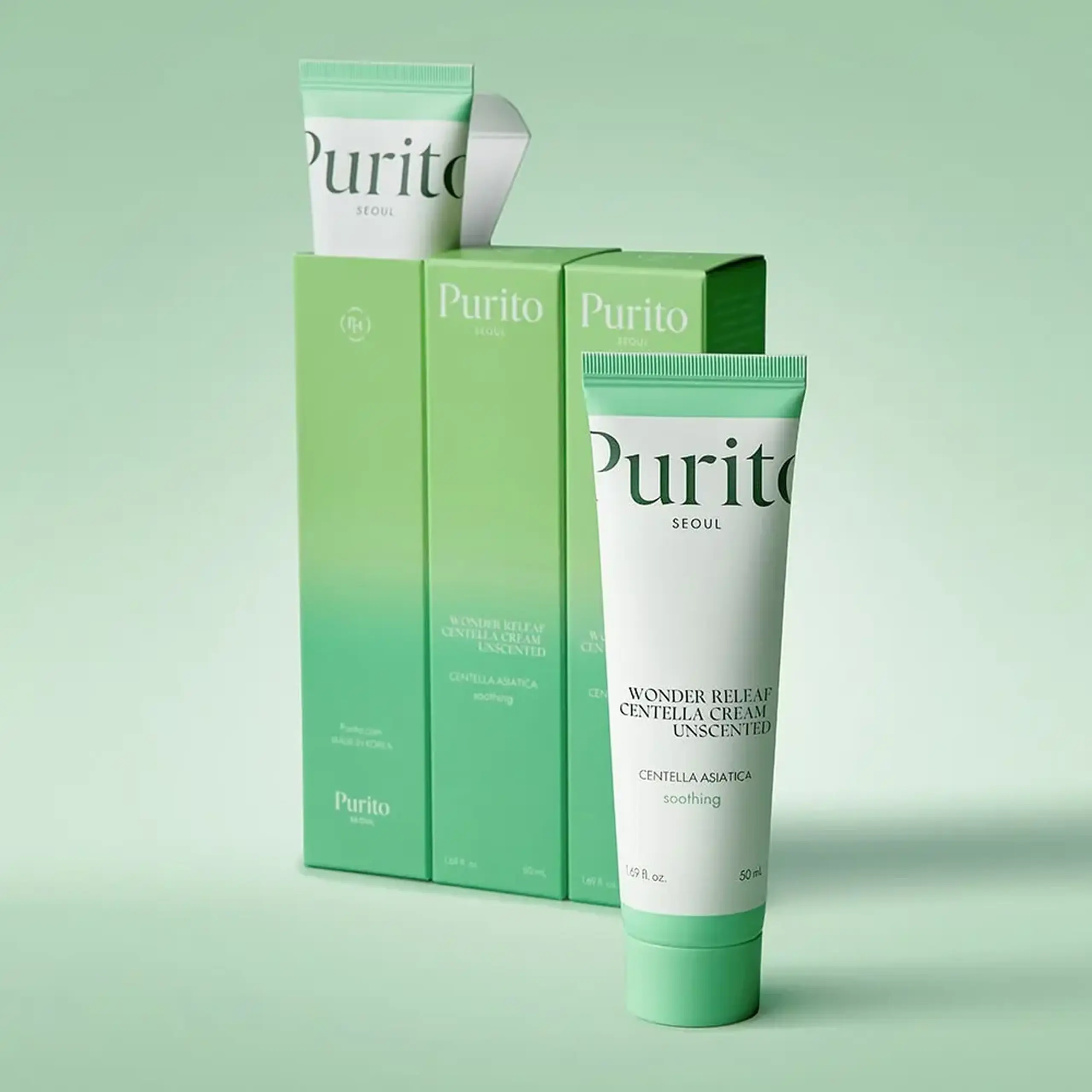 Cremă hidratantă cu extract de Centella Asiatica (fără parfum) Purito Seoul Wonder Releaf Centella Cream Unscented 50ml