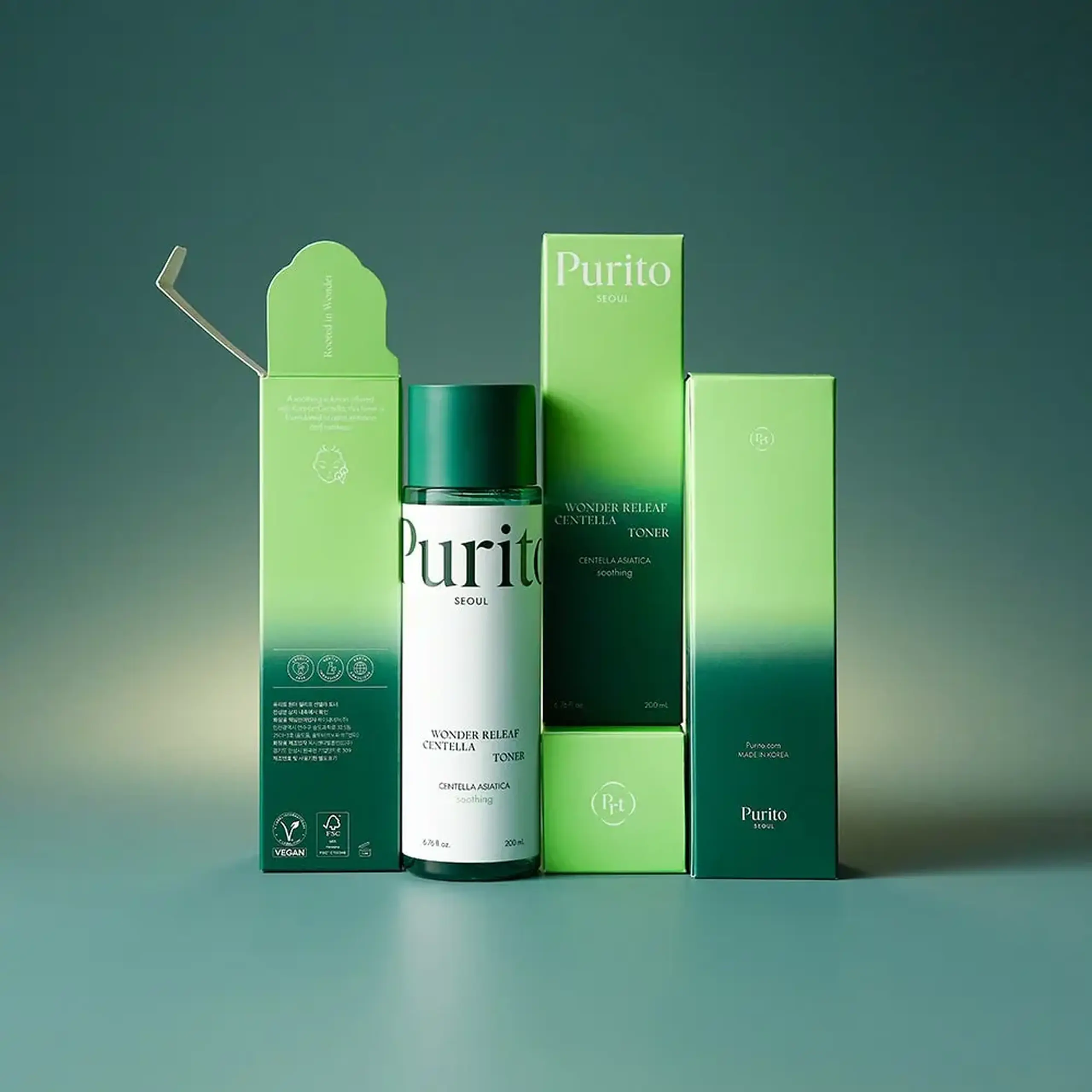 Toner pentru pielea sensibilă cu Centella Asiatica Purito Seoul Wonder Releaf Centella Toner 200 ml