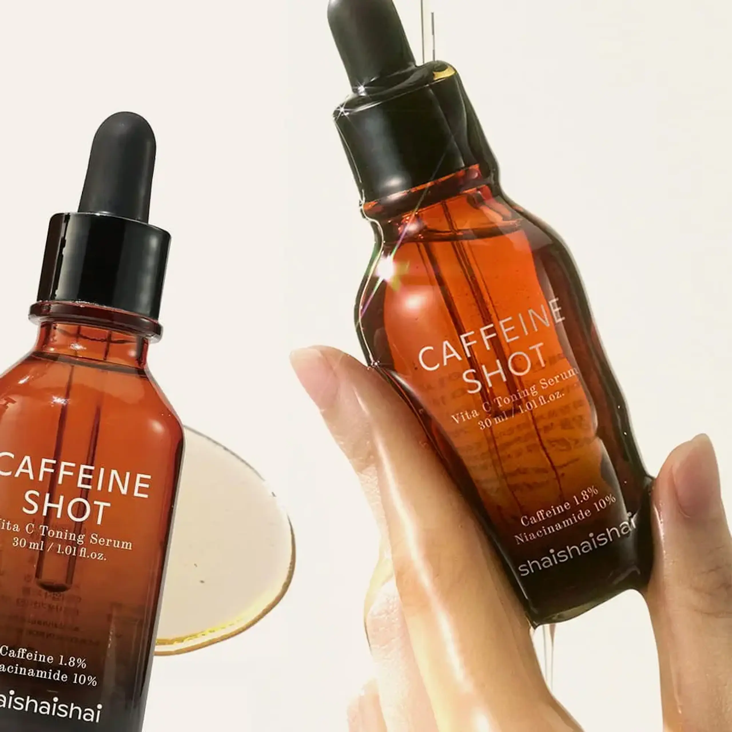 Ser nutritiv cu efect de lifting şi contra edemelor SHAISHAISHAI Caffeine shot Vita C toning serum 30ml