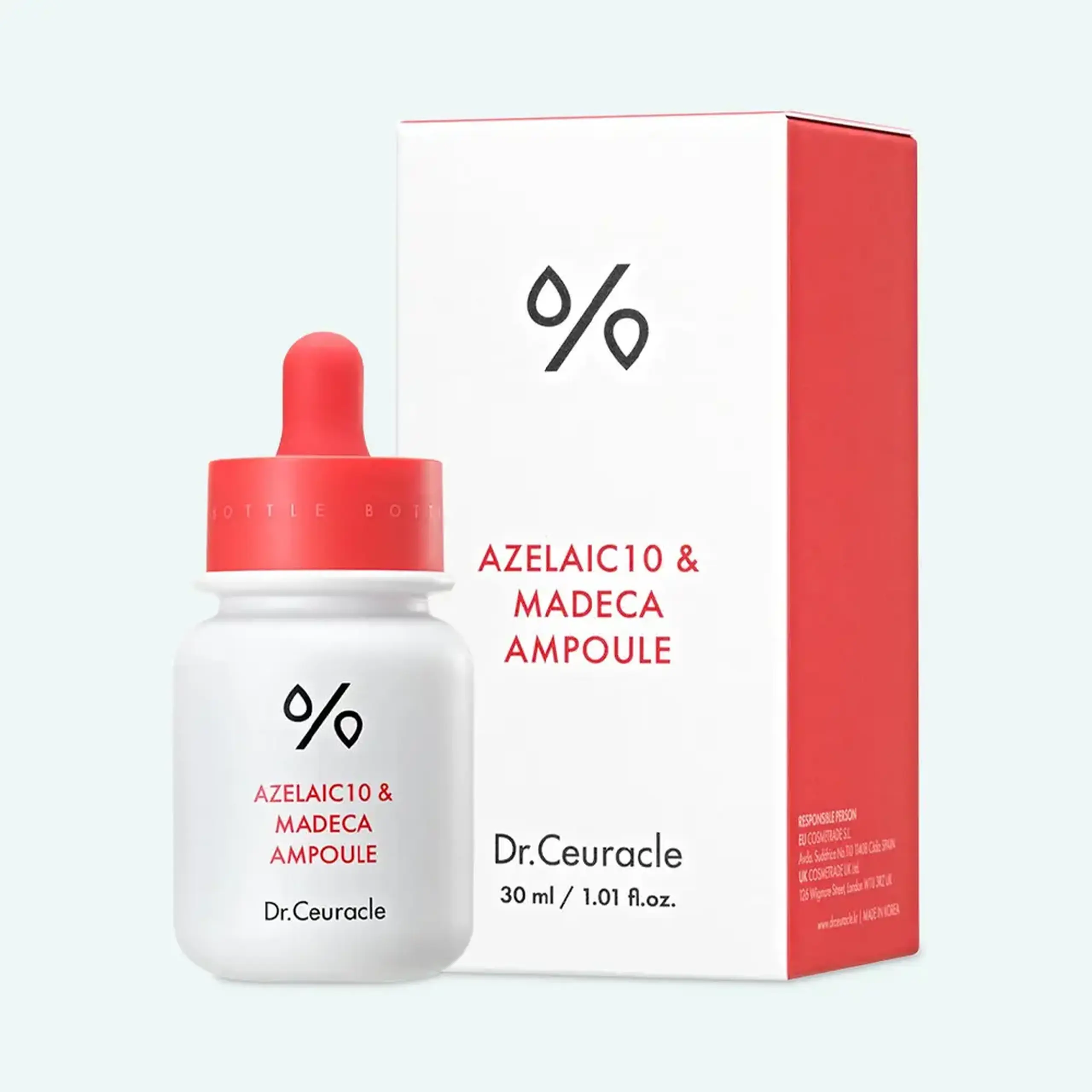 Ser anti-imperfectiuni cu acid acid azelaic Dr.Ceuracle Azelaic 10 & Madeca Ampoule 30ml