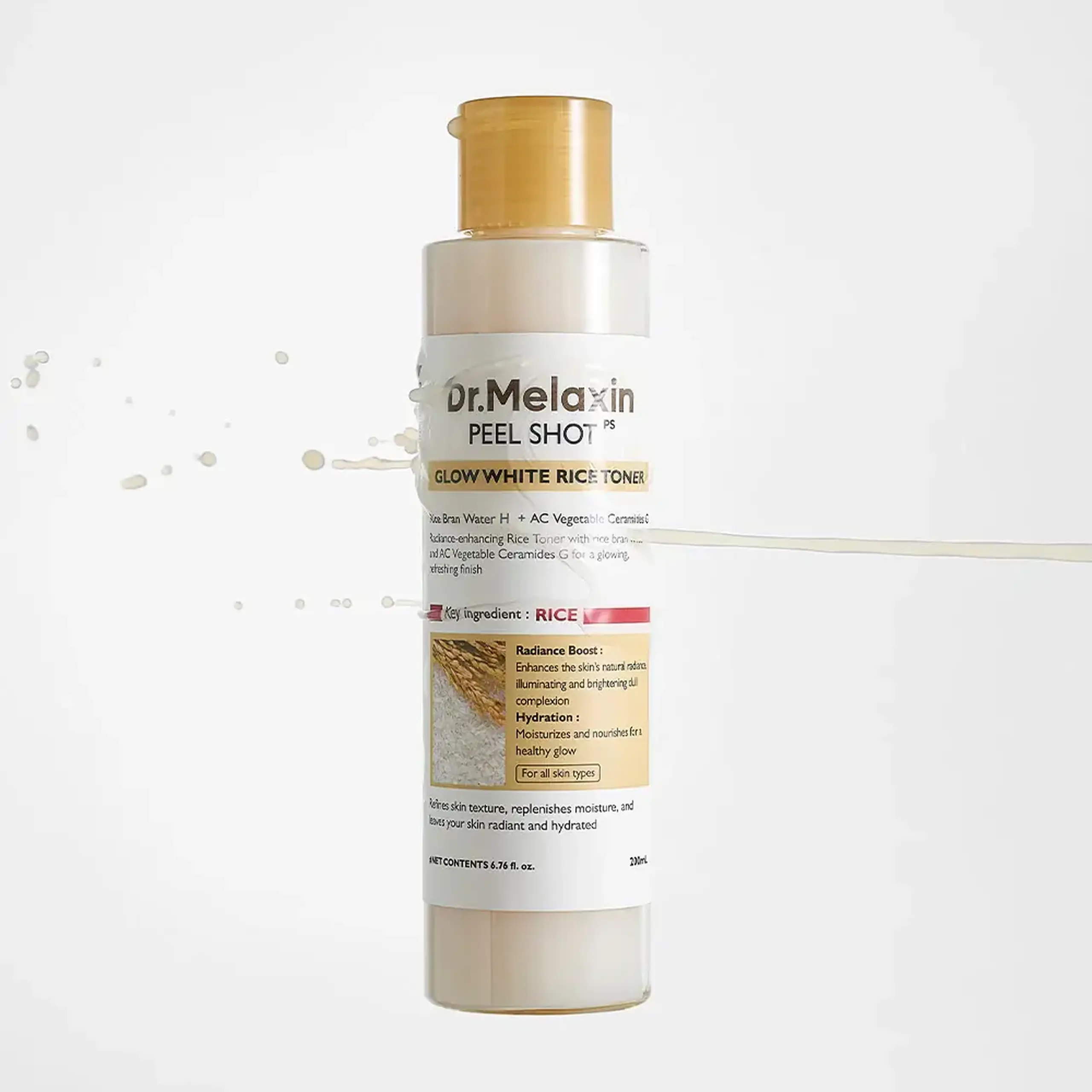 Toner iluminator cu orez alb Dr.Melaxin Peel Shot Glow White Rice Toner 200ml