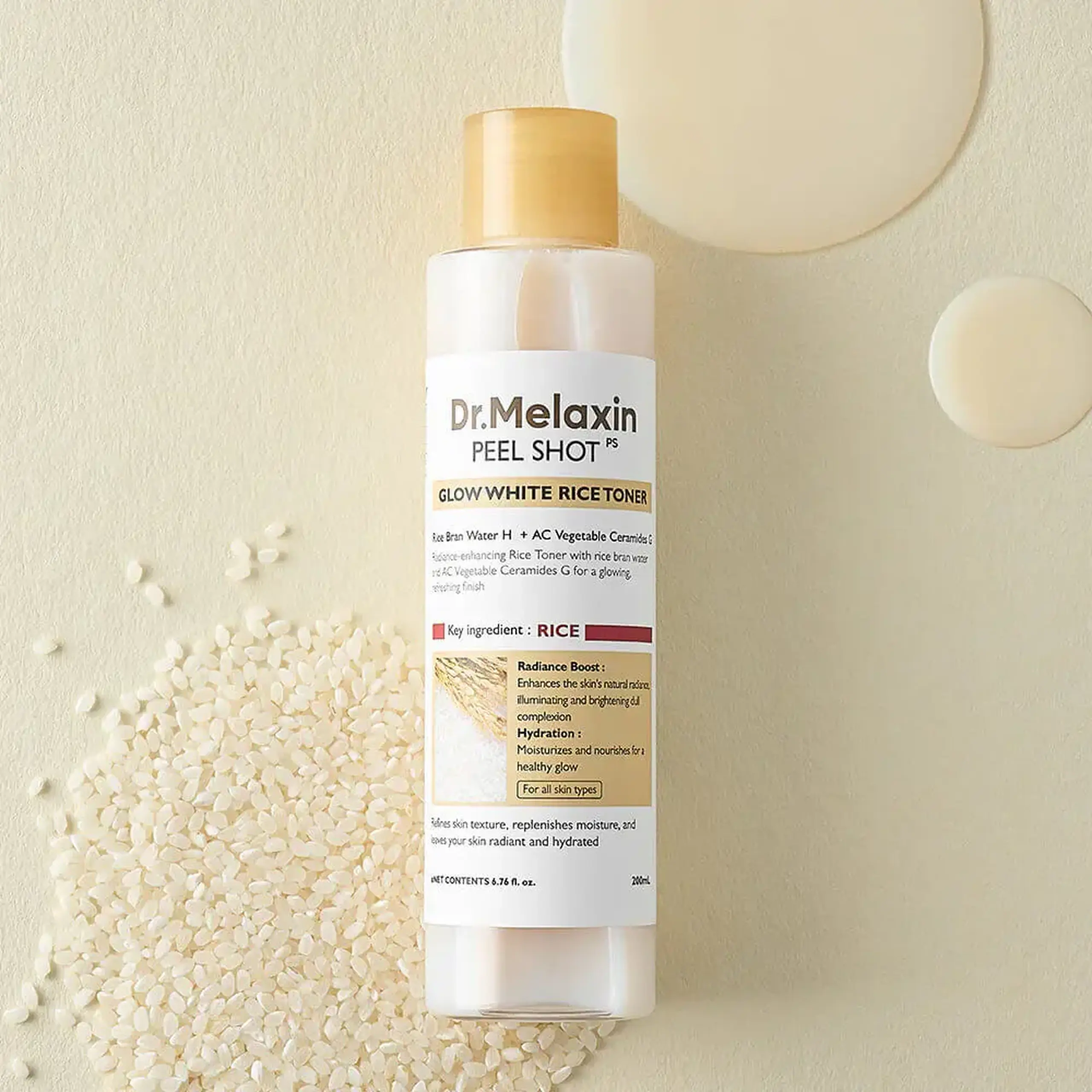 Toner iluminator cu orez alb Dr.Melaxin Peel Shot Glow White Rice Toner 200ml