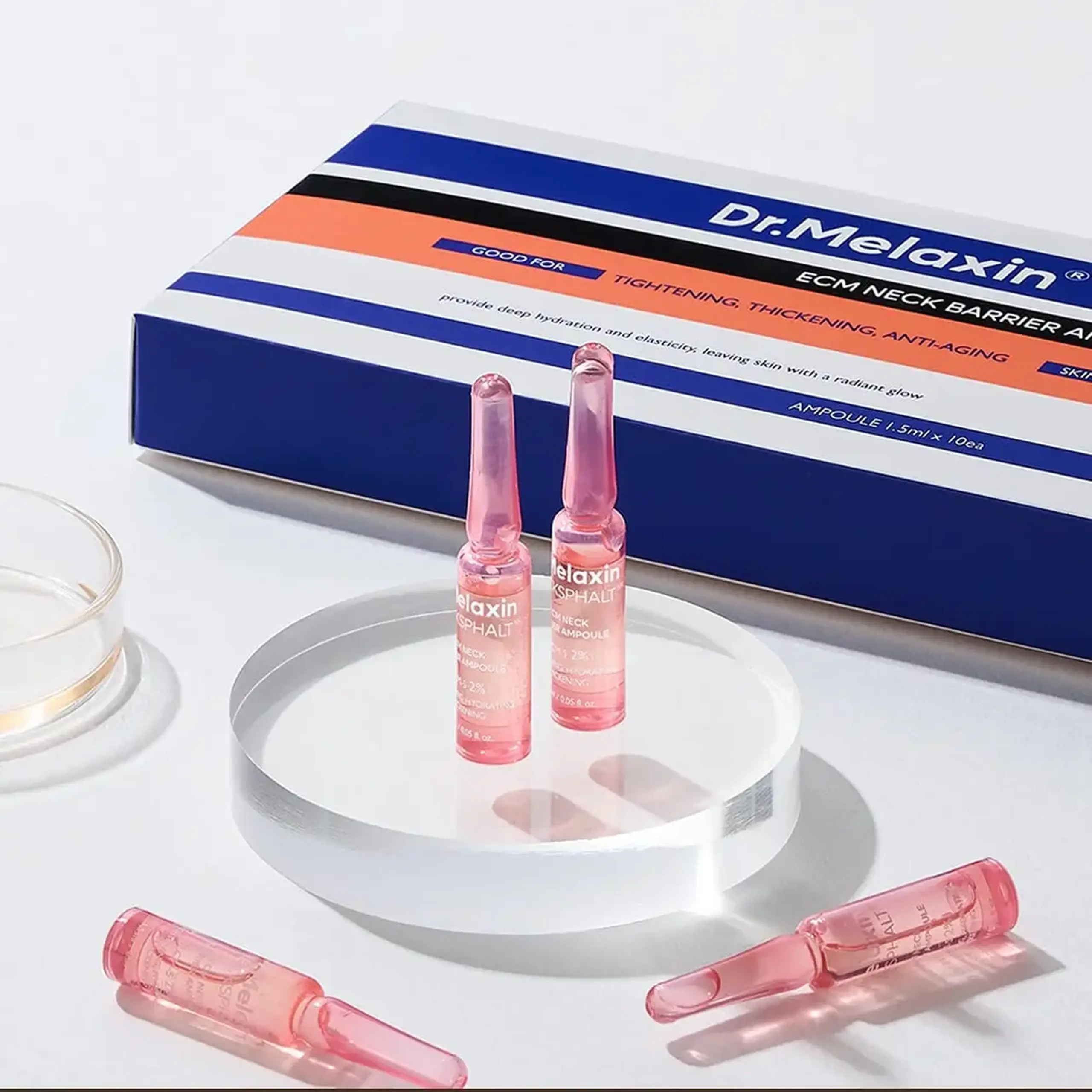 Set de seruri anti-aging pentru zona gâtului și decolteului Dr.Melaxin Nexcksphalt Neck ECM Barrier Ampoule 10pcs*1.5 ml