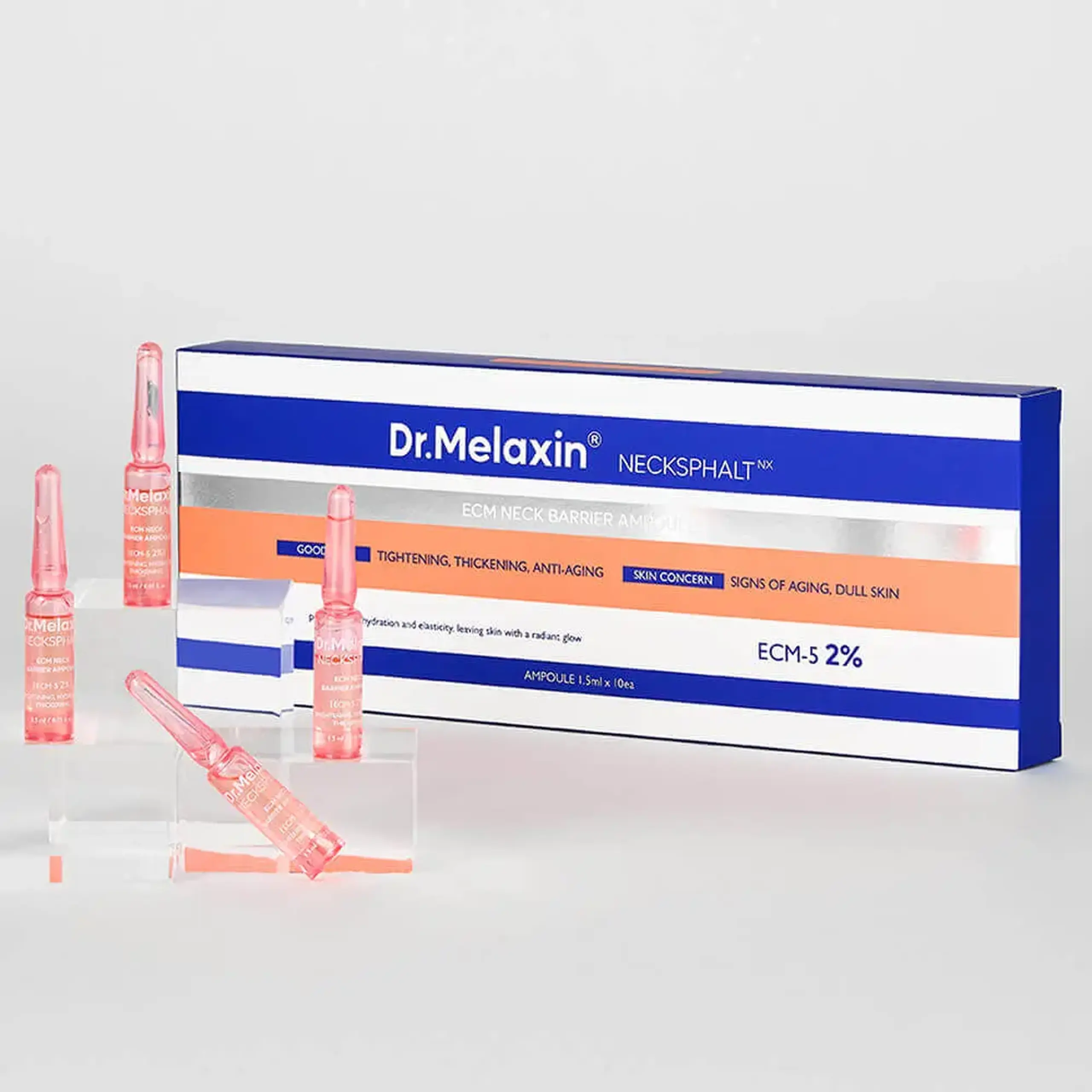 Set de seruri anti-aging pentru zona gâtului și decolteului Dr.Melaxin Nexcksphalt Neck ECM Barrier Ampoule 10pcs*1.5 ml