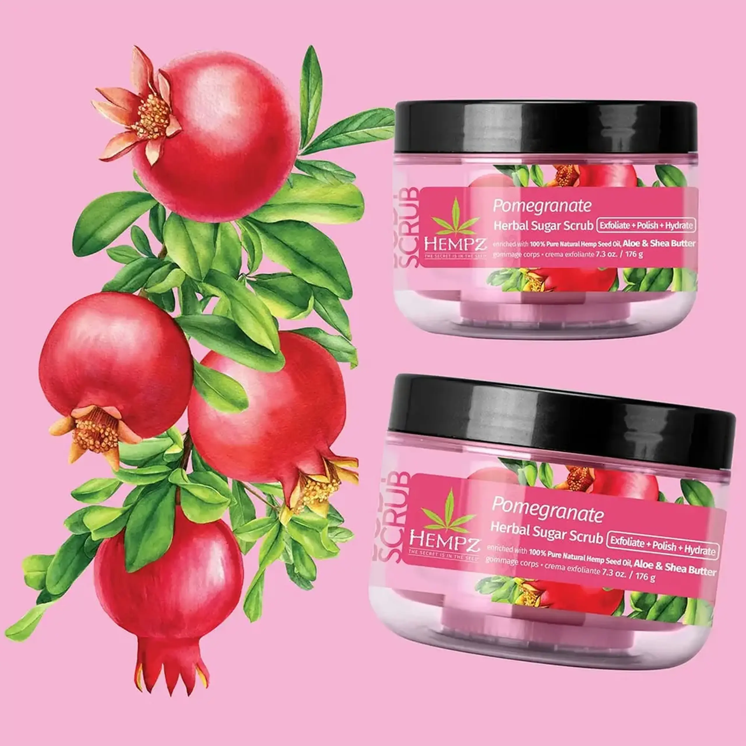 Scrub pentru corp Hempz Pomegranate Herbal Sugar Scrub 176g