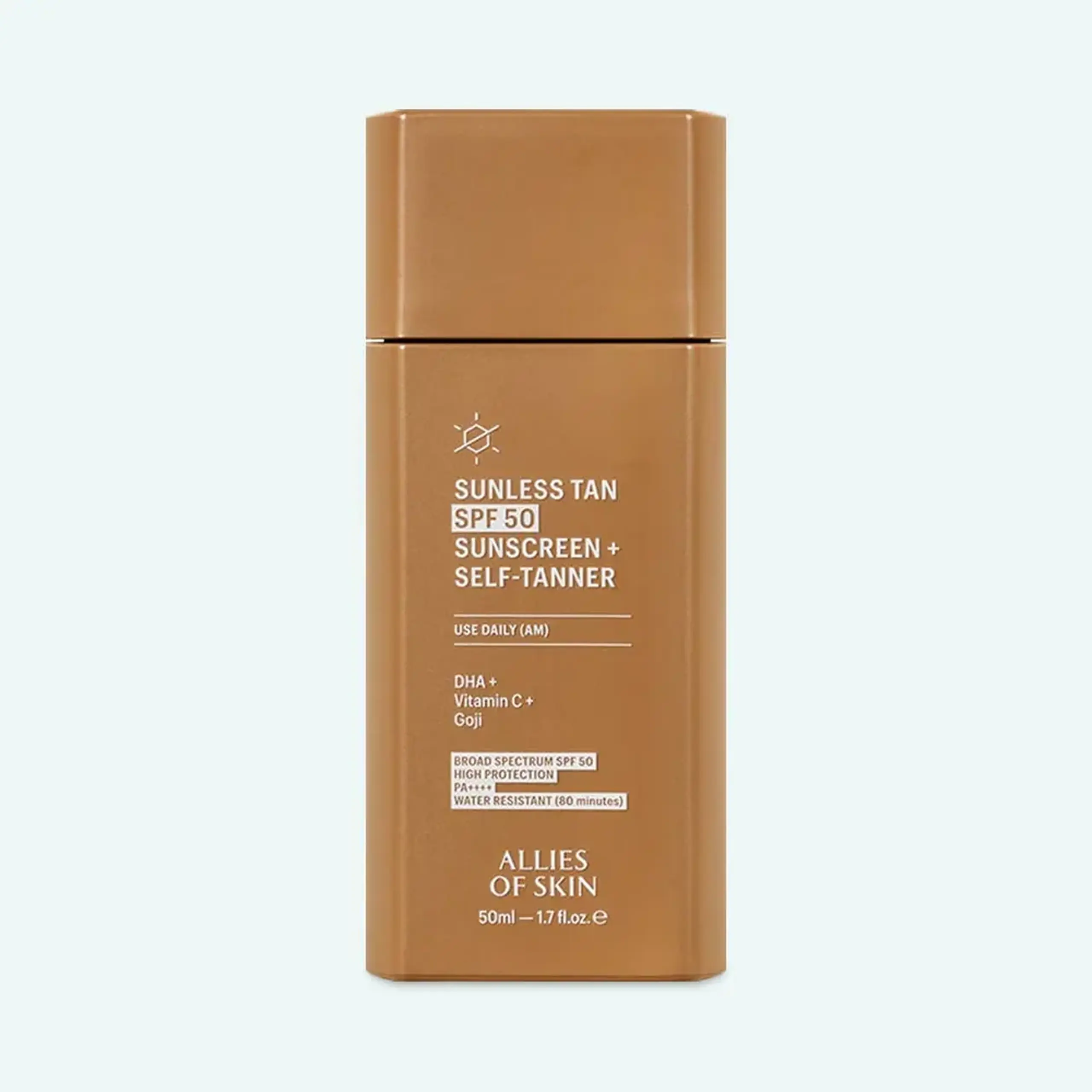 Cremă de protecție solară cu efect autobronzant Allies of Skin Sunless Tan Spf 50 Daily Sunscreen + Self-tanner 50ml