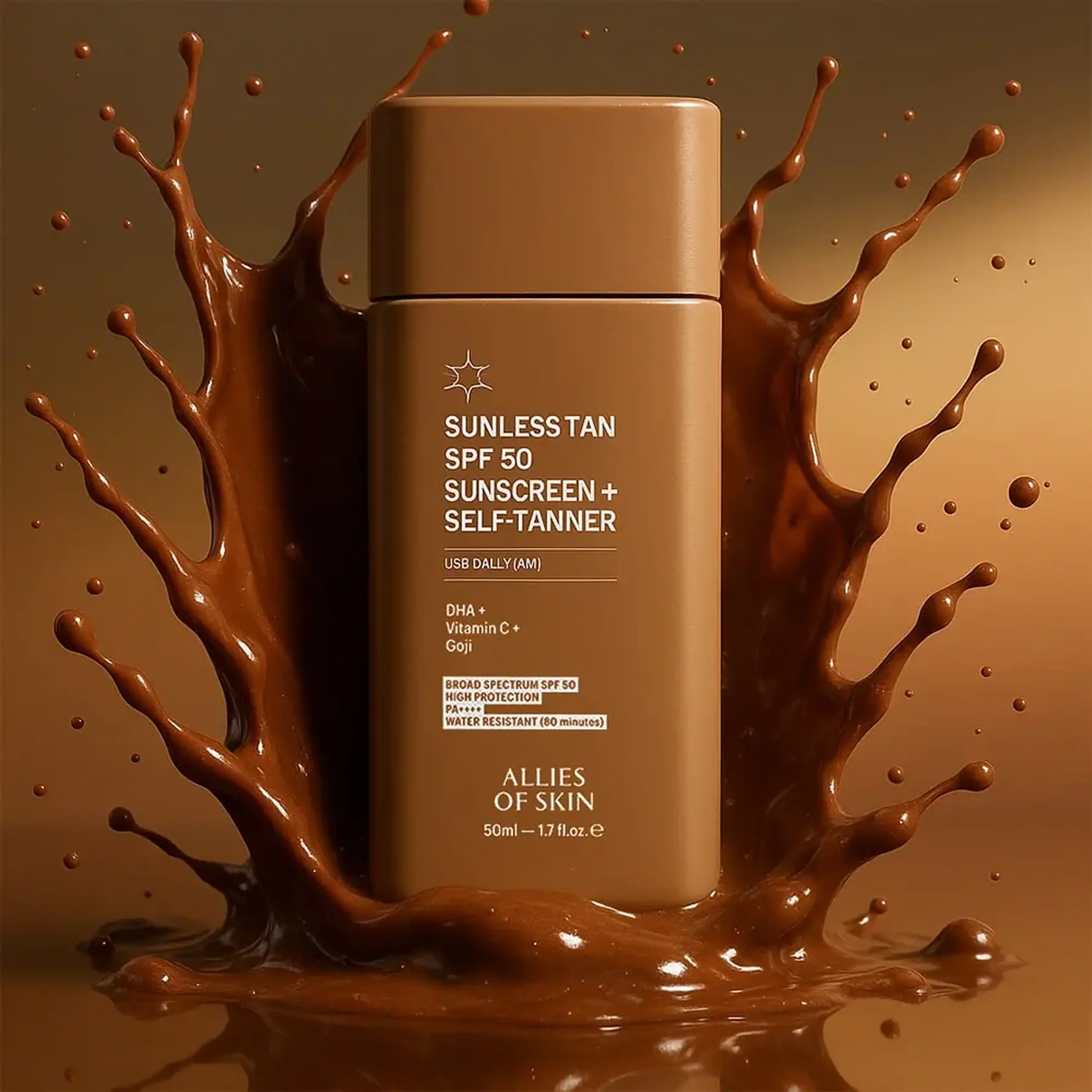 Cremă de protecție solară cu efect autobronzant Allies of Skin Sunless Tan Spf 50 Daily Sunscreen + Self-tanner 50ml