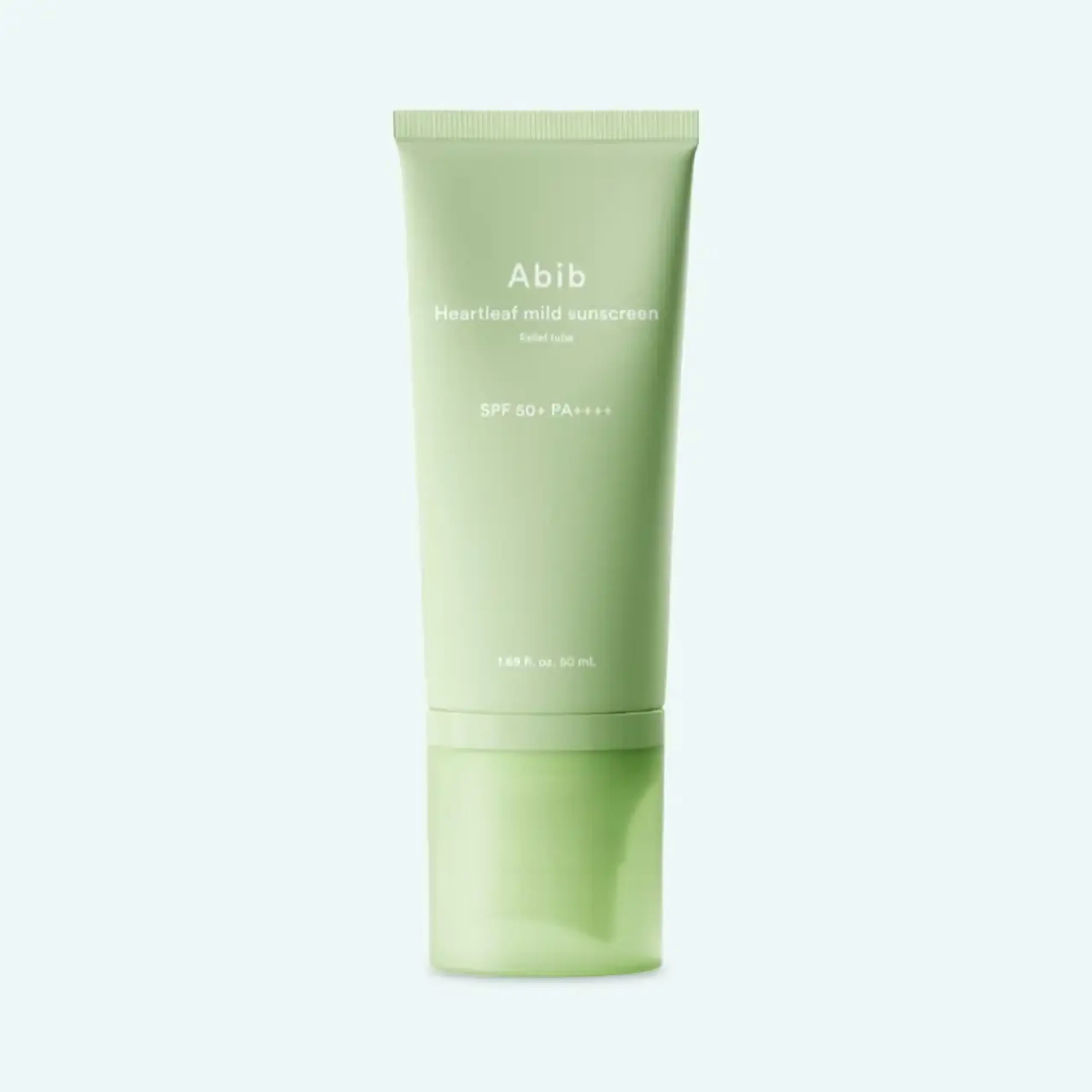 Cremă de protecție solară calmantă Abib Heartleaf Mild Sunscreen Relief Tube SPF50+ PA++++ 50 ml