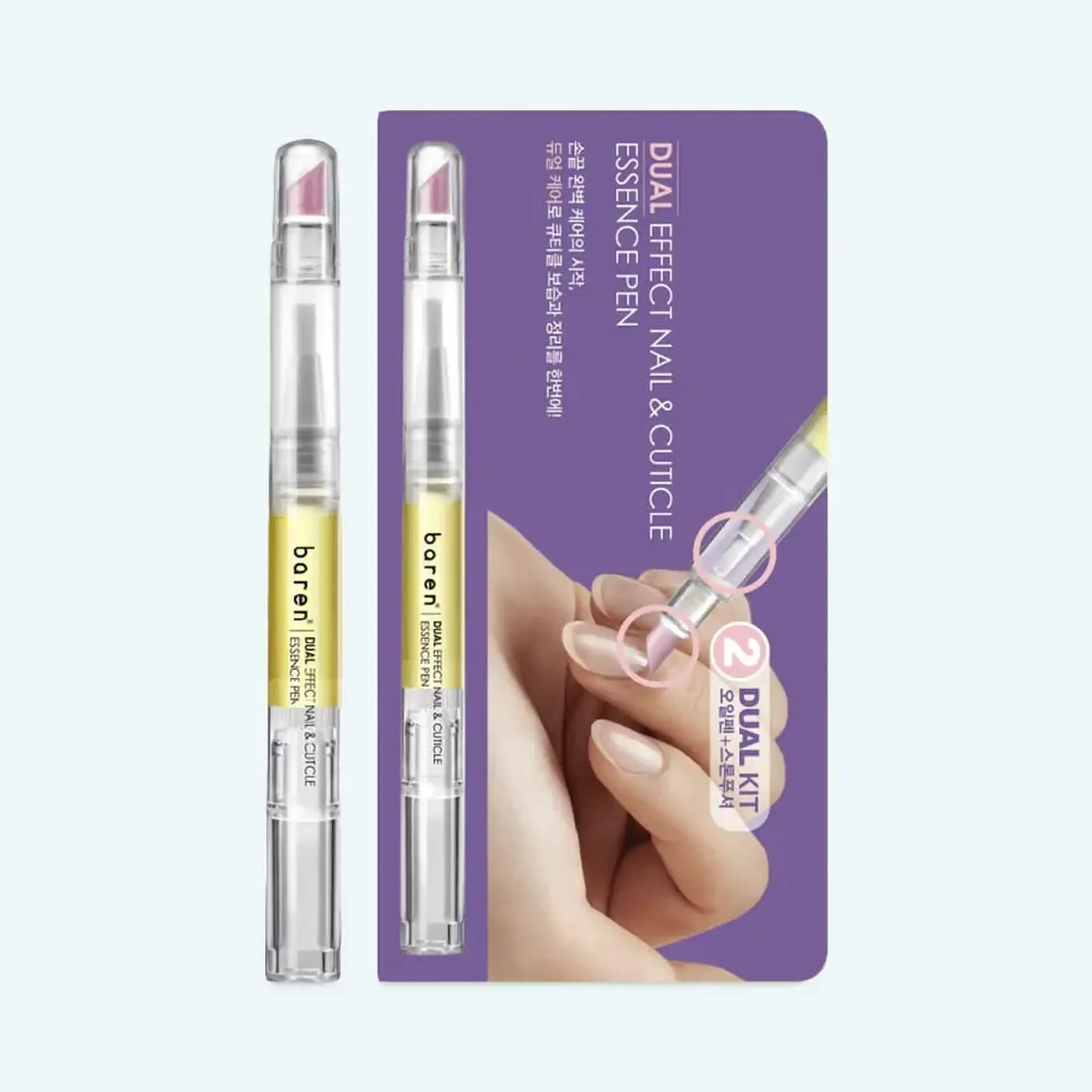 Stilou pentru îngrijirea unghiilor și cuticulelor Baren Dual Effect 2-in-1 Nail & Cuticle Oil Pen with Ceramic Pusher 2ml
