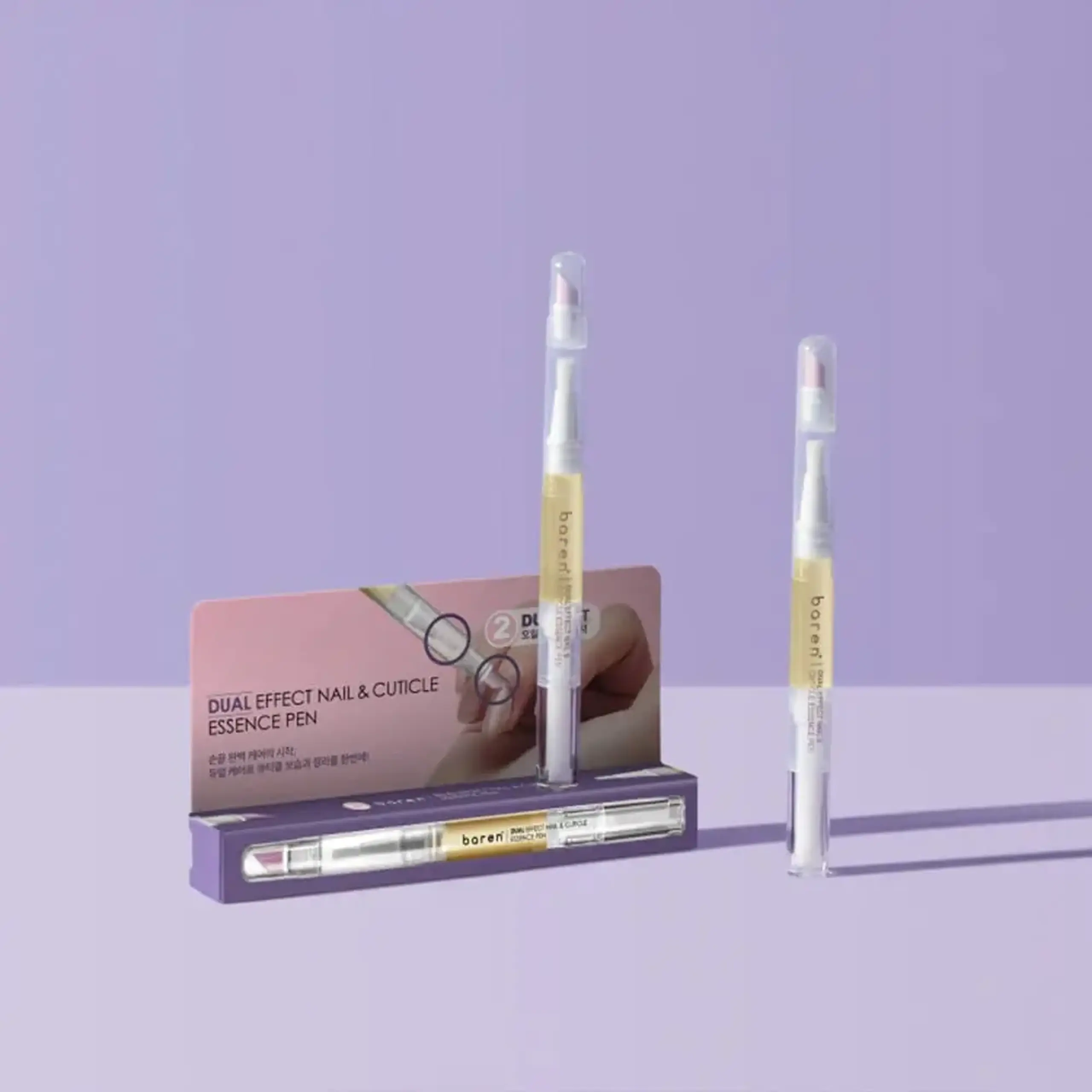 Stilou pentru îngrijirea unghiilor și cuticulelor Baren Dual Effect 2-in-1 Nail &amp; Cuticle Oil Pen with Ceramic Pusher 2ml