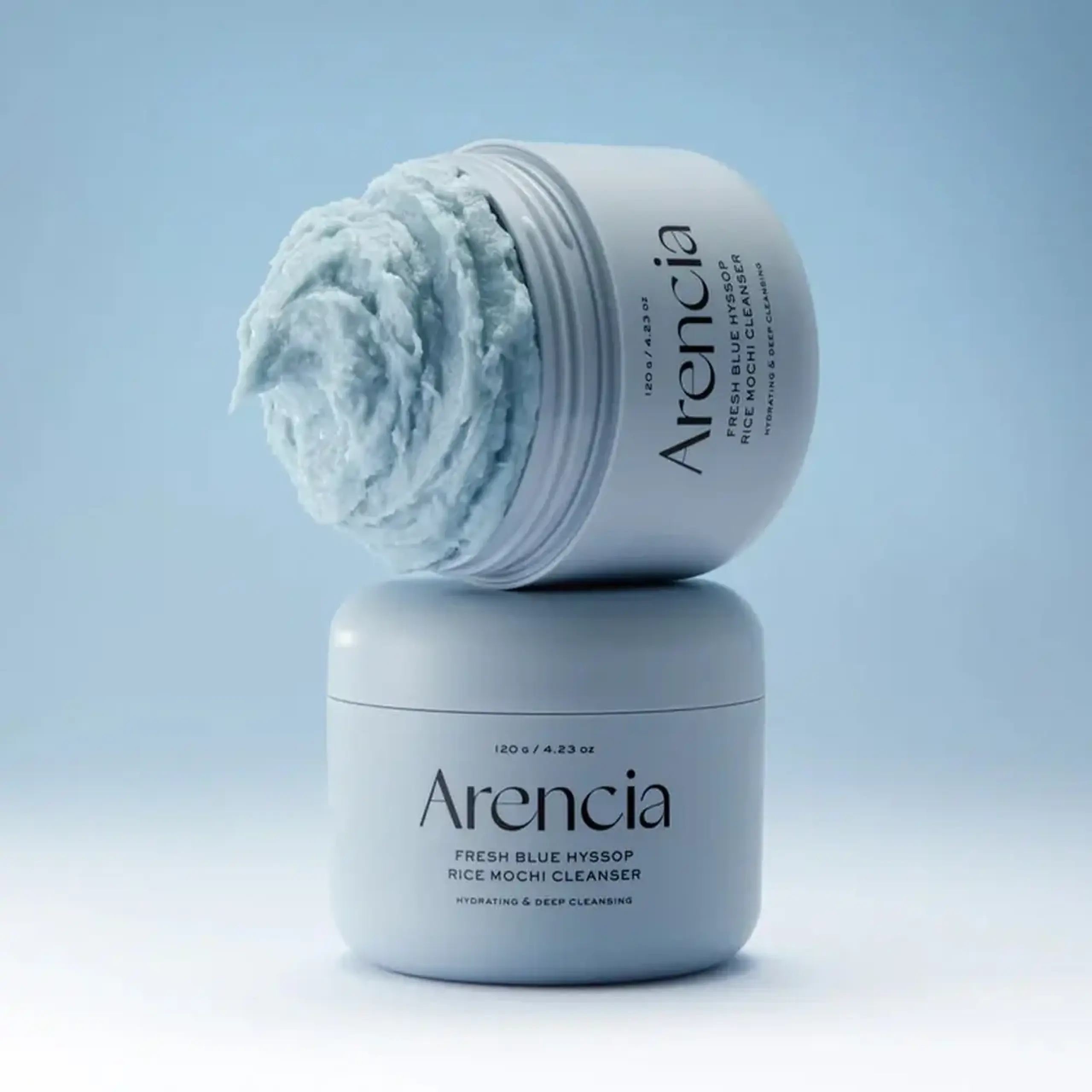 Produs de curățare 3-în-1 Arencia Fresh Blue Hyssop Rice Mochi Cleanser 120g