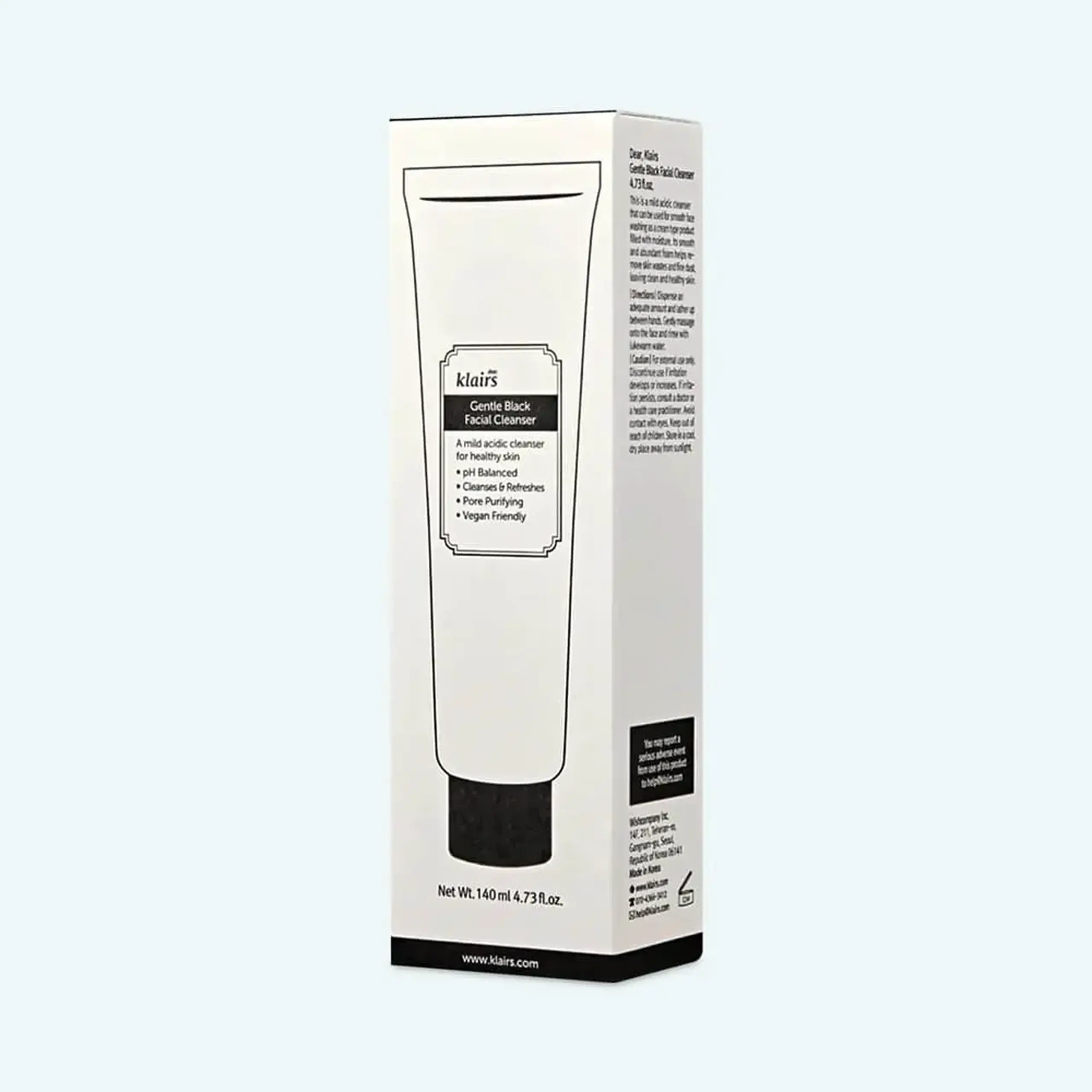 Spumă de curățare blândă Dear, Klairs Gentle Black Facial Cleanser 140ml