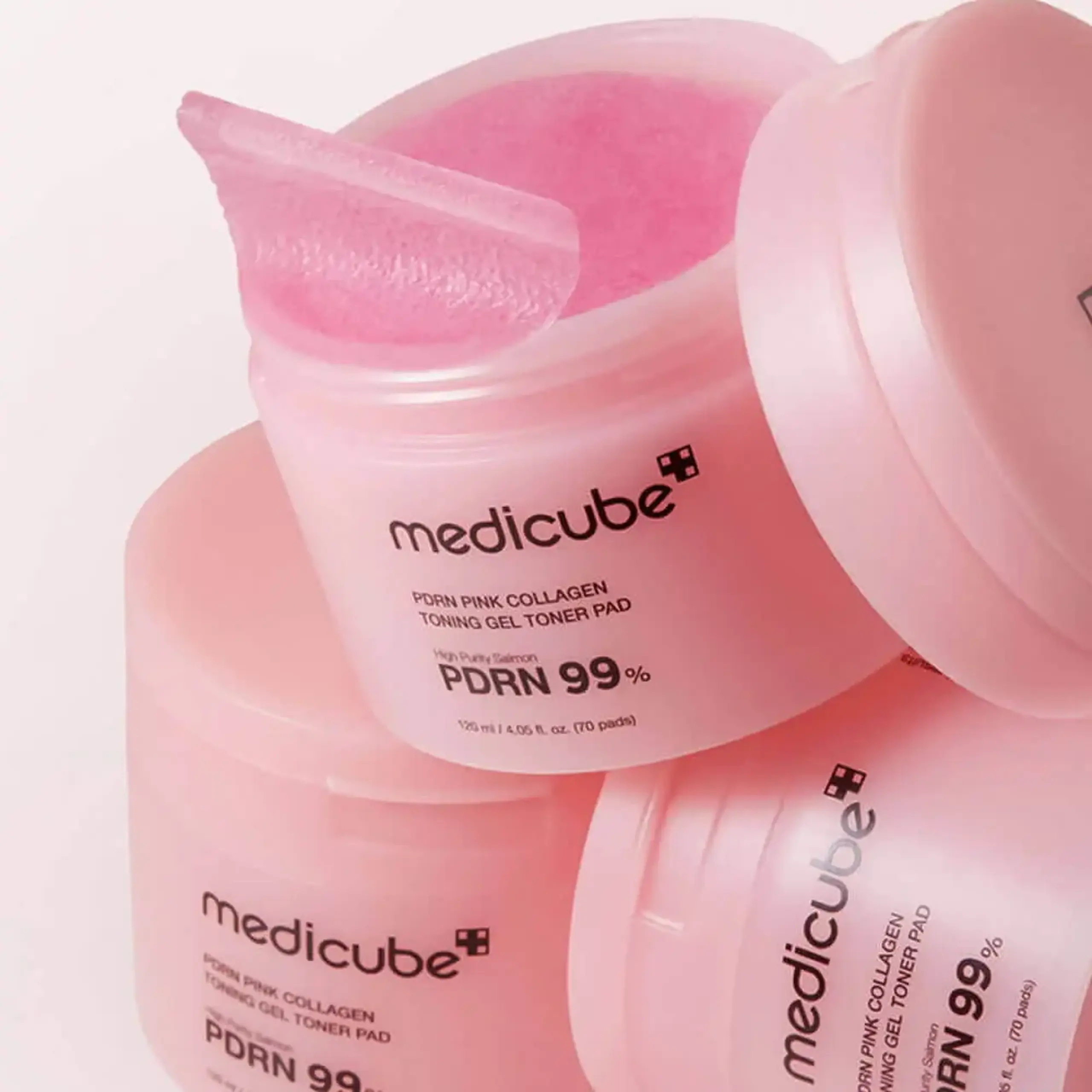 Dischete tonice Medicube PDRN Pink Collagen Toning Gel Toner Pad 70 pcs