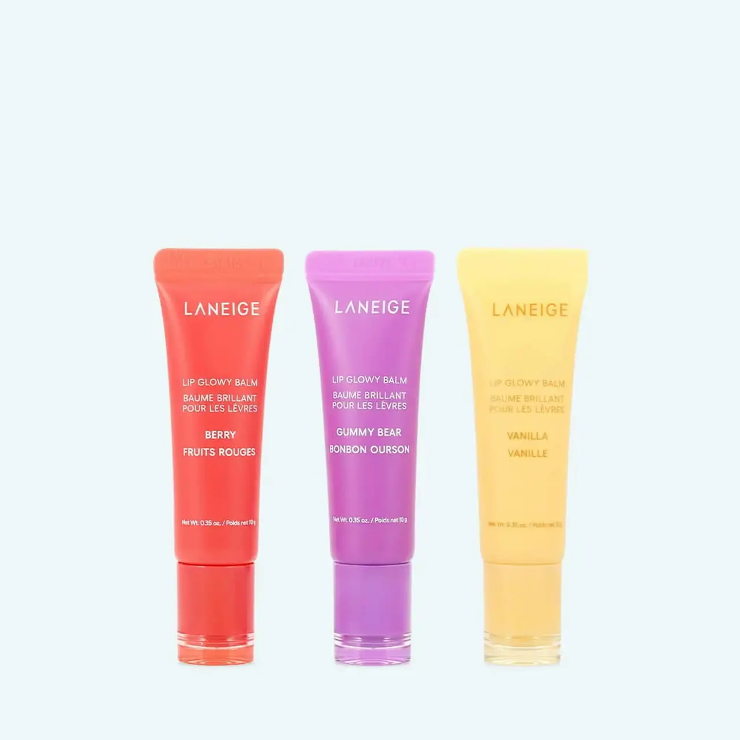Set de balsamuri pentru buze Laneige Lip Glowy Balm Trio Set (Gummy Bear 10g, Berry 10g, Vanilla 10g)