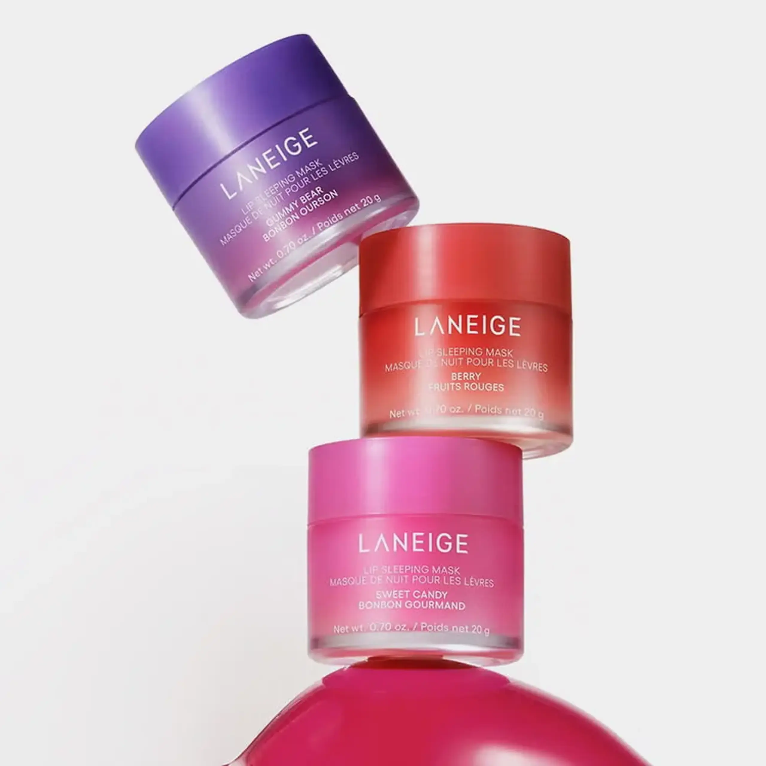 Set de măști pentru buze LANEIGE Lip Sleeping Mask Trio Set (Berry 20g, Gummy Bear 20g, Sweet Candy 20g)